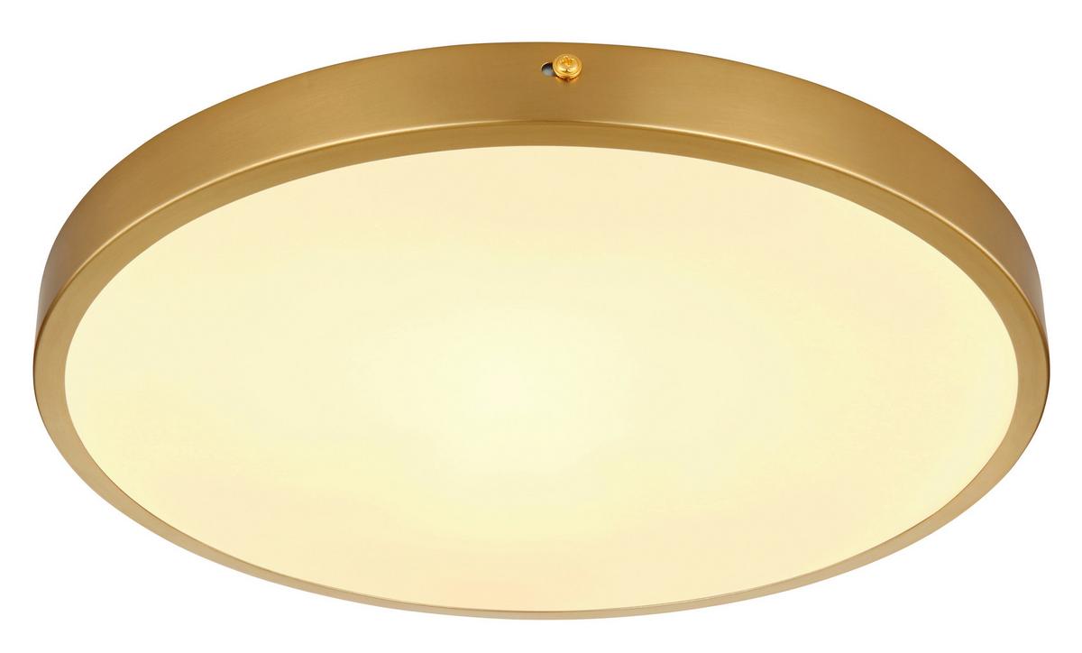 LED-Deckenleuchte Tibey Opal/Messingfarben max. 22Watt - Messingfarben/Opal, KONVENTIONELL, Kunststoff/Metall (35/3cm) - Globo