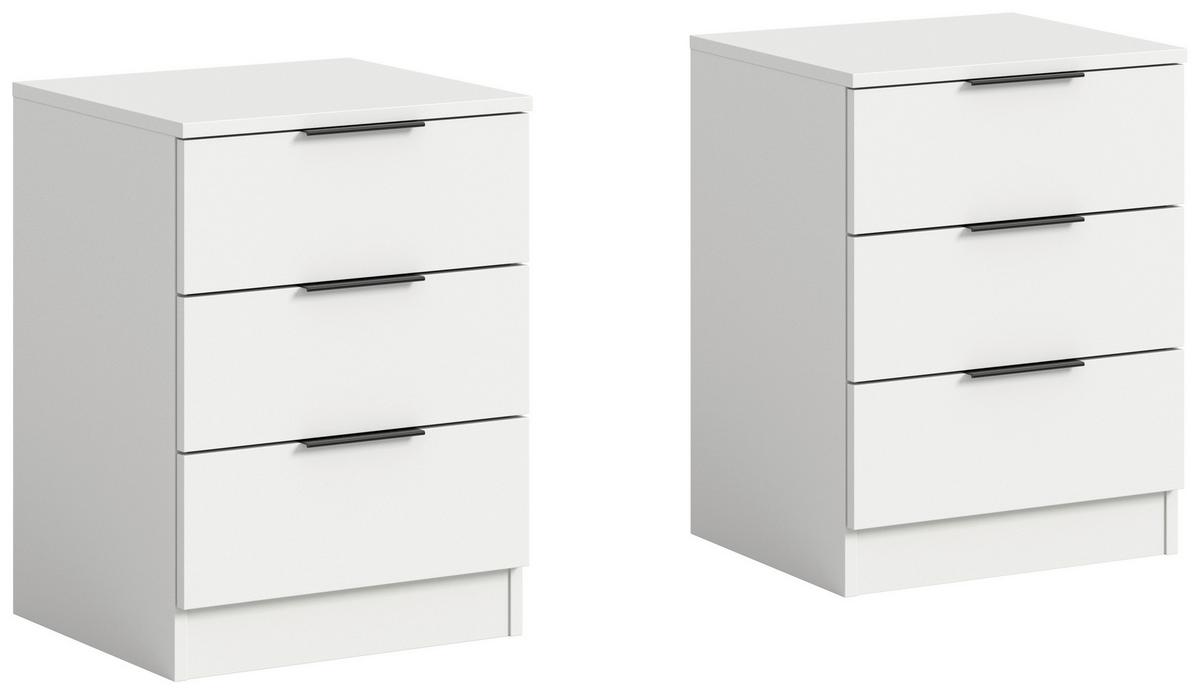 Nachtkästchenset KOPENHAGEN ca.45x60x40cm Weiß - Schwarz/Weiß, MODERN, Holzwerkstoff/Kunststoff (45/60/40cm) - MID.YOU