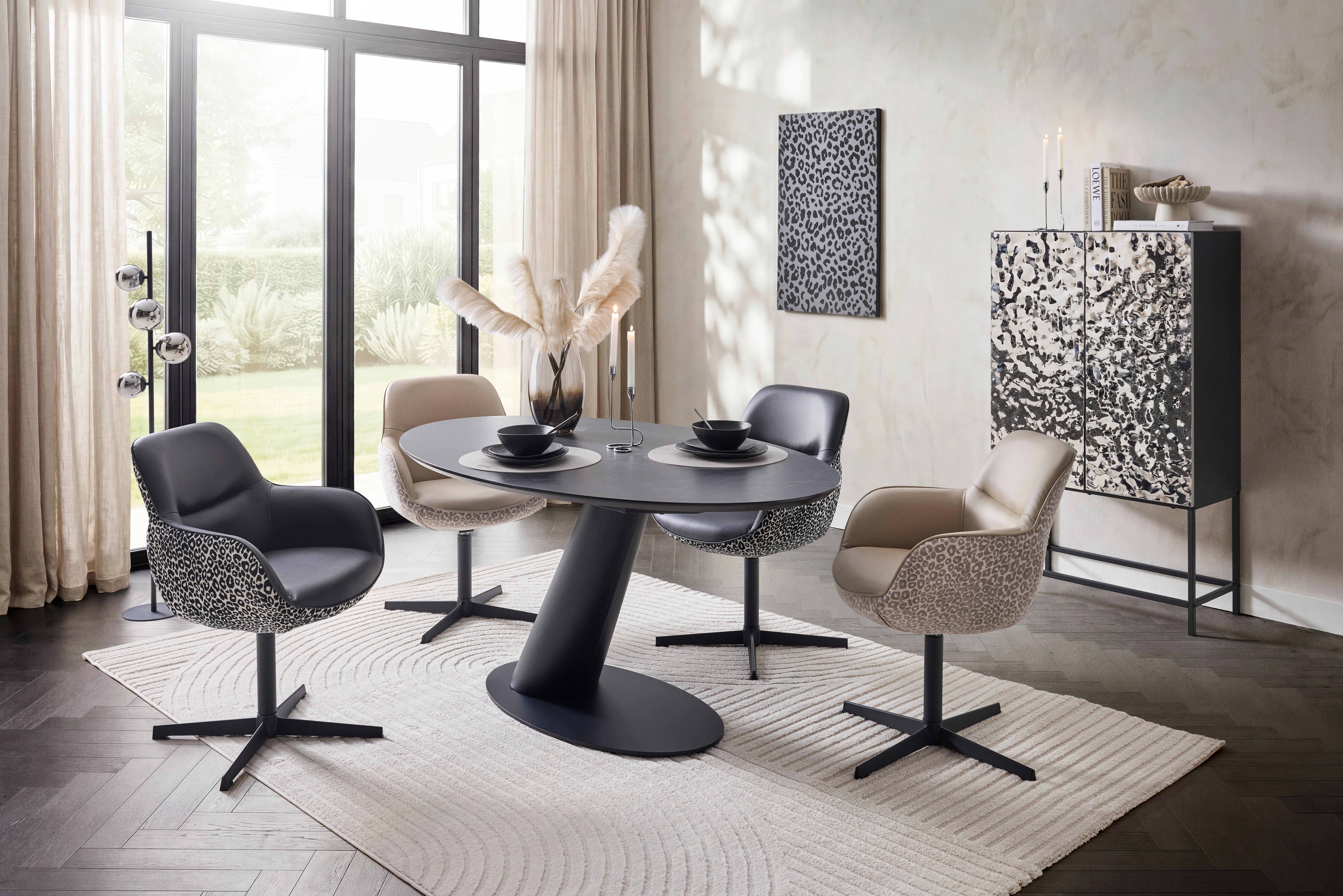 STOL MED ARMSTÖD LEONA - vit/svart, Design, metall/textil (61/87/63cm) - Mömax