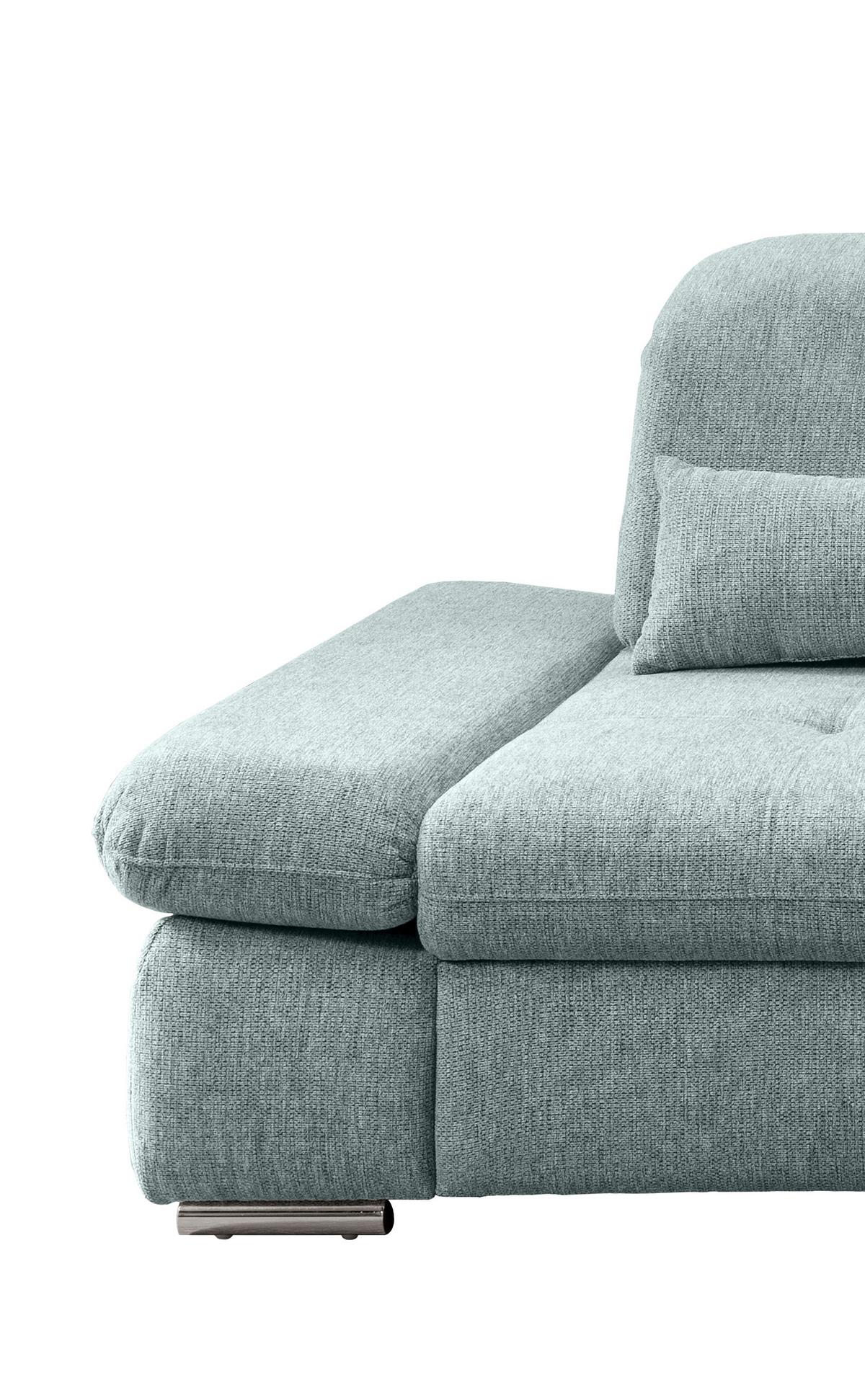 Ecksofa Dalida Mintgrün Chenille mit Bettkasten - Chromfarben/Mintgrün, Design, Textil/Metall (254/280cm) - Livetastic