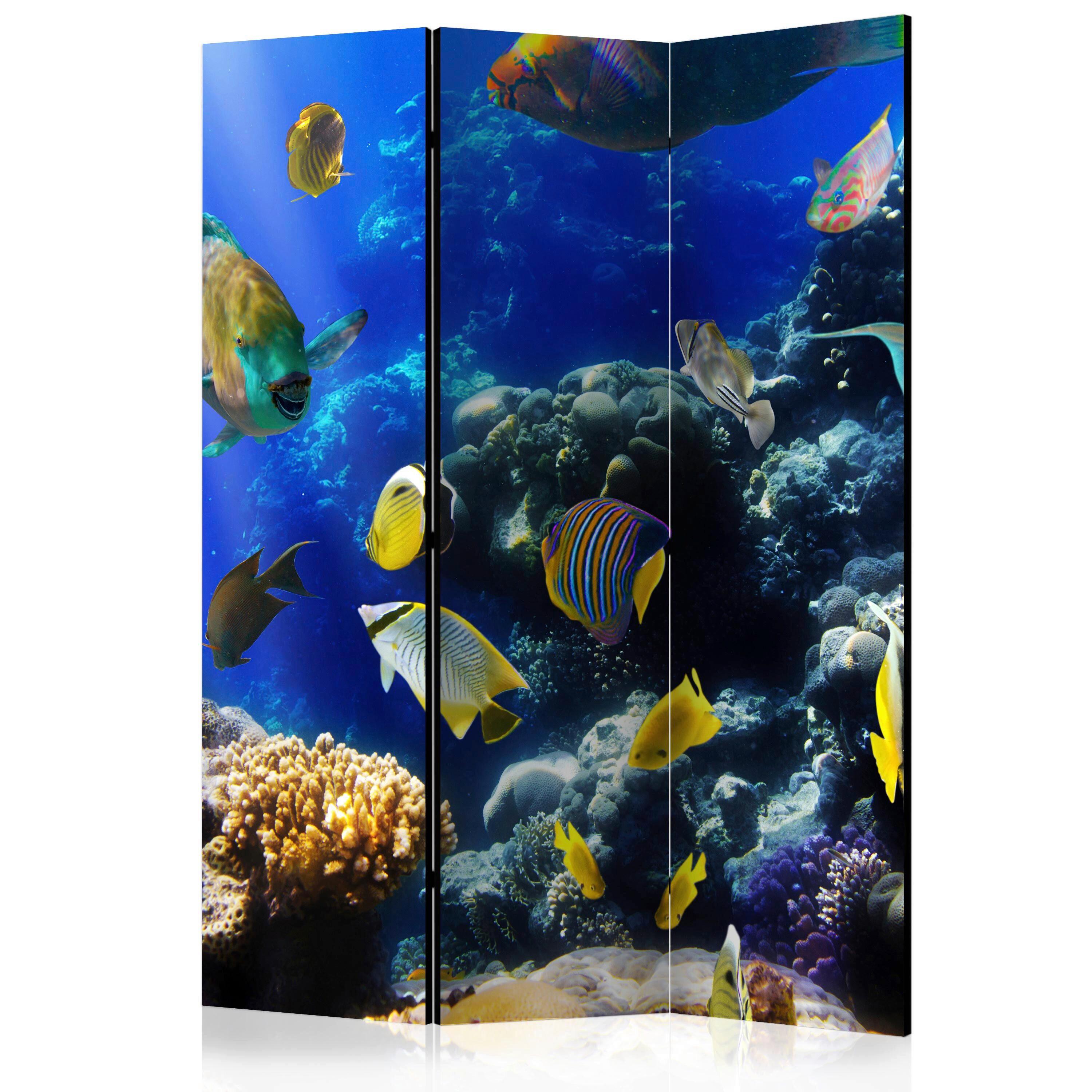 Paravan Underwater Adventure, 3-Delni, Dvostranski - večbarvno, Basics, tekstil/les (135/172/3cm) - artgeist
