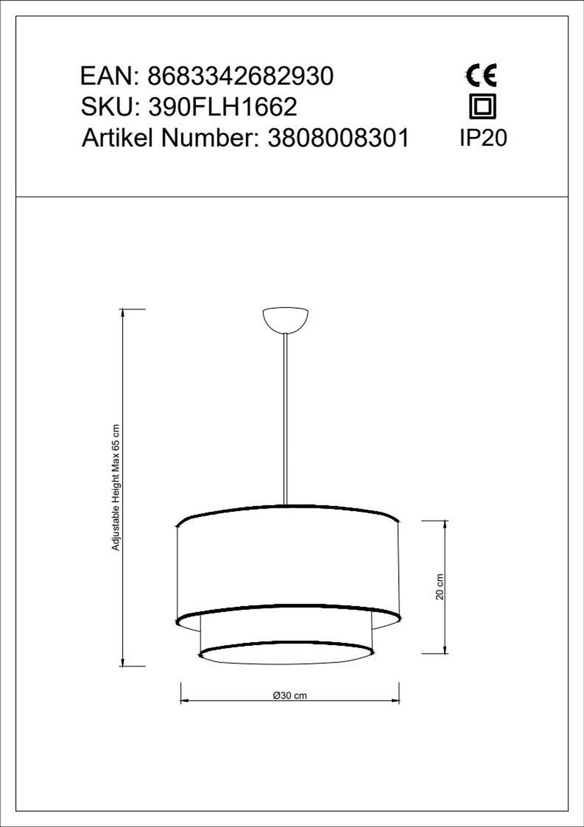 LAMPA WISZĄCA TUBOL - BEIGE - beżowy/kremowy, Design, metal/tkanina (30/65cm) - P & B