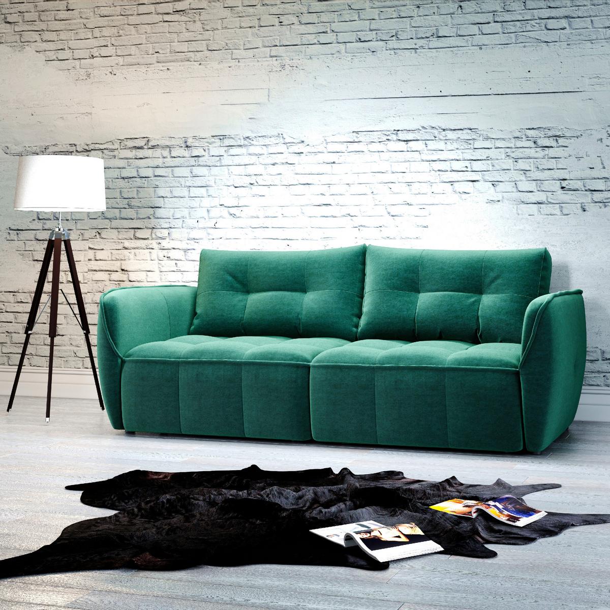 Schlafsofa Bombei in Grün - Schwarz/Grau, MODERN, Holz/Holzwerkstoff (243/94/125cm) - Premium Living