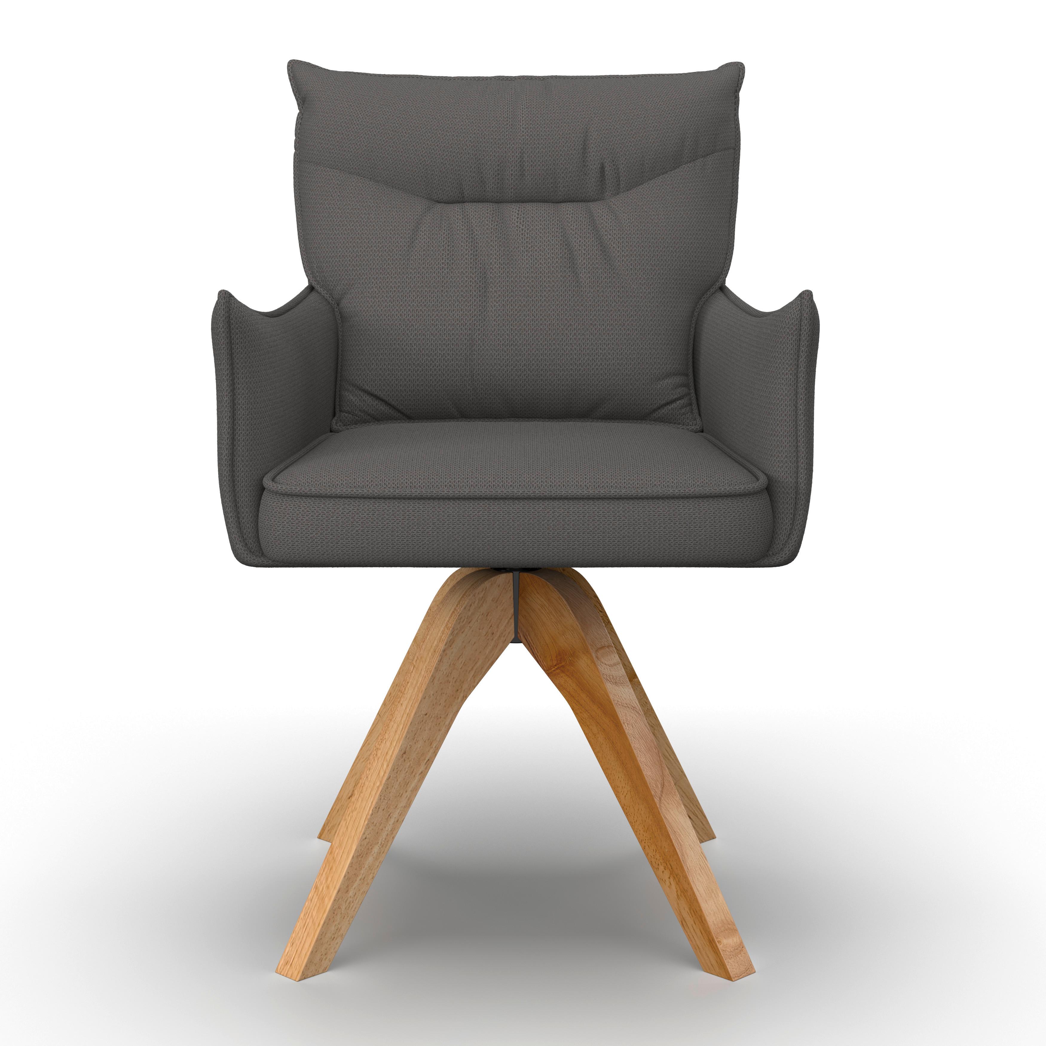 STOL MED ARMSTÖD LORELEI - grå/naturfärgad, Modern, trä/textil (58/87/63cm) - Bessagi Home