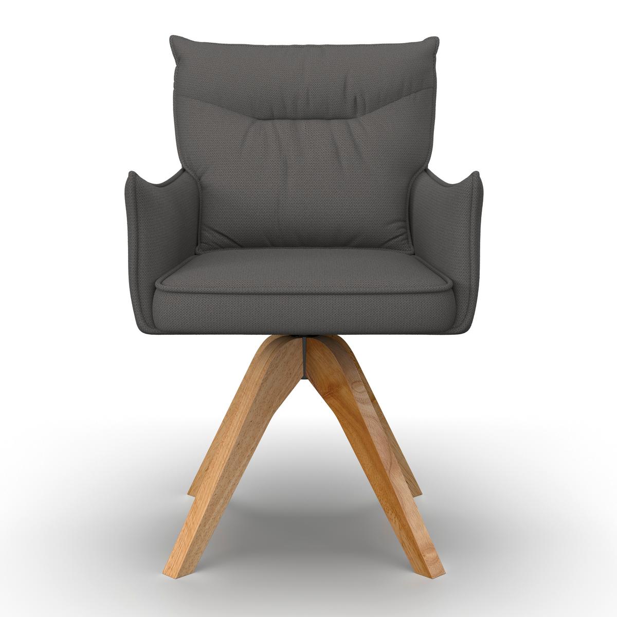 Armlehnstuhl Lorelei Grau Webstoff Drehbar Gepolstert - Naturfarben/Grau, MODERN, Holz/Textil (58/87/63cm) - Bessagi Home