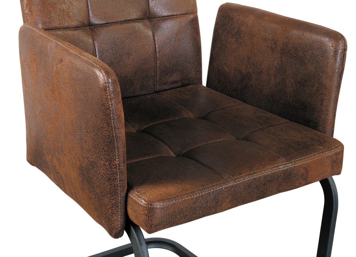 KRZESŁO Z PODŁOKIETNIKAMI BORDAL - czarny/brązowy, Modern, metal/tkanina (52/91/59,5cm) - MID.YOU