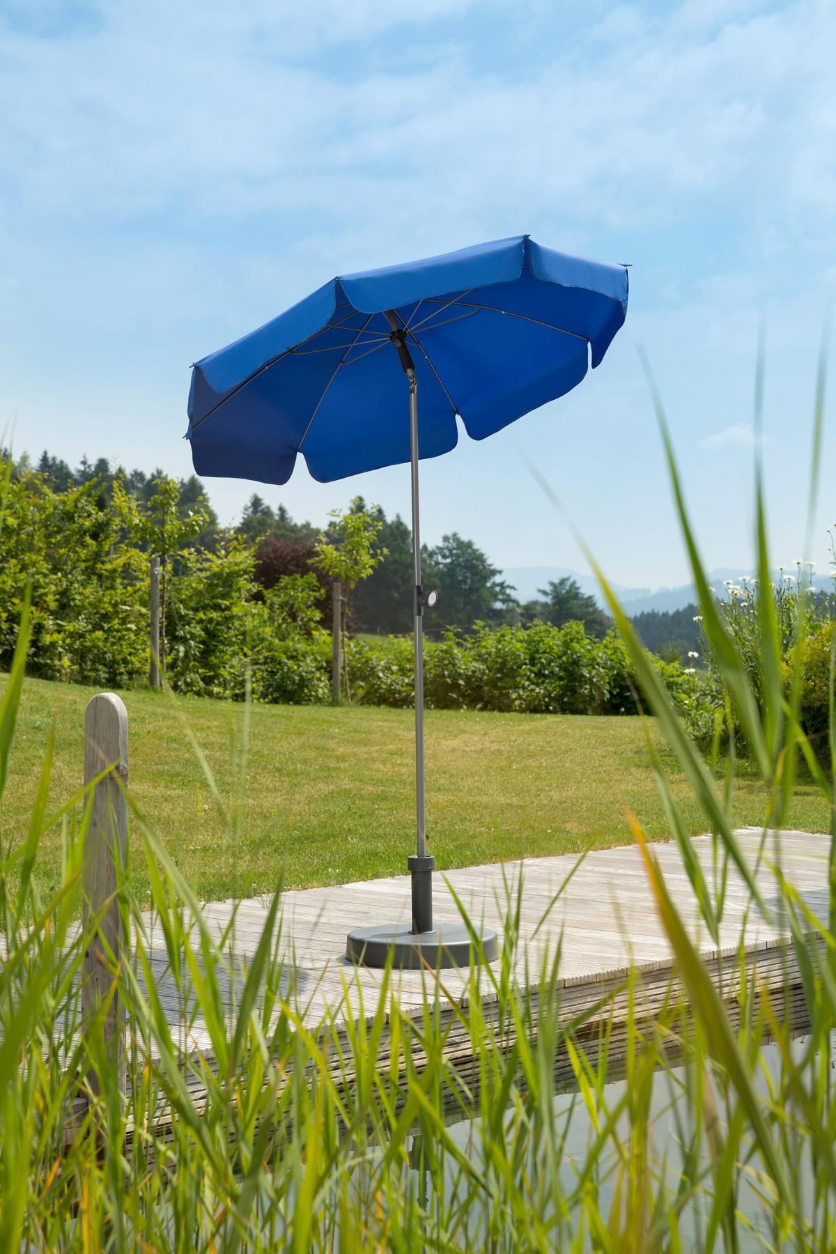 Sonnenschirm Locarno ca.150x220x150cm Royalblau - Royalblau/Silberfarben, Basics, Textil/Metall (150/220/150cm) - Schneider