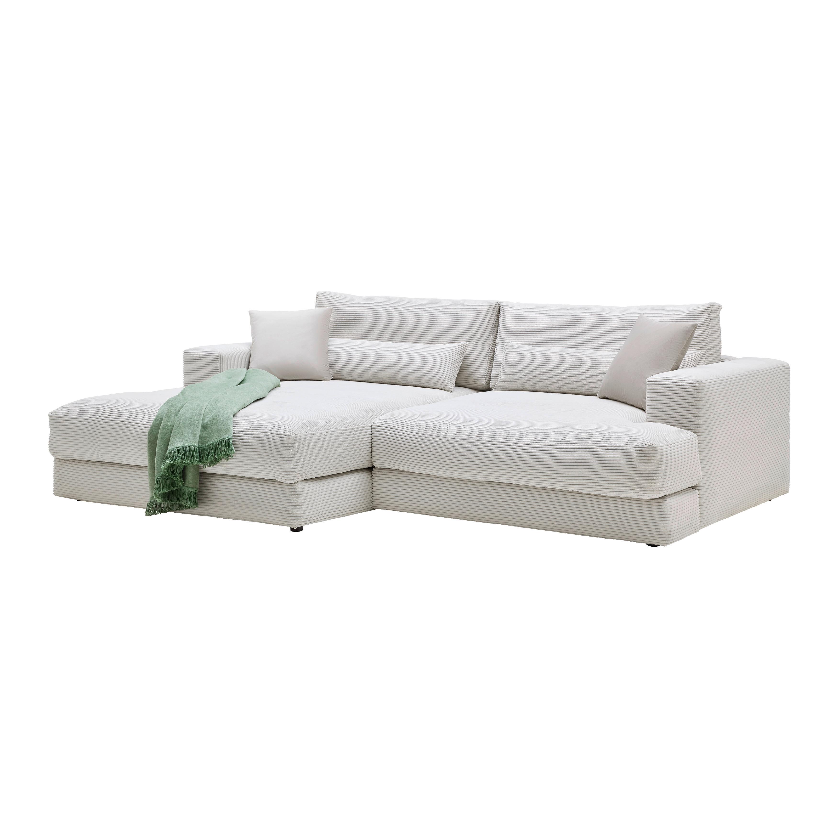 Ecksofa Fabiona Links Beige - Beige/Schwarz, MODERN, Holz/Kunststoff (194/85/268cm) - Premium Living