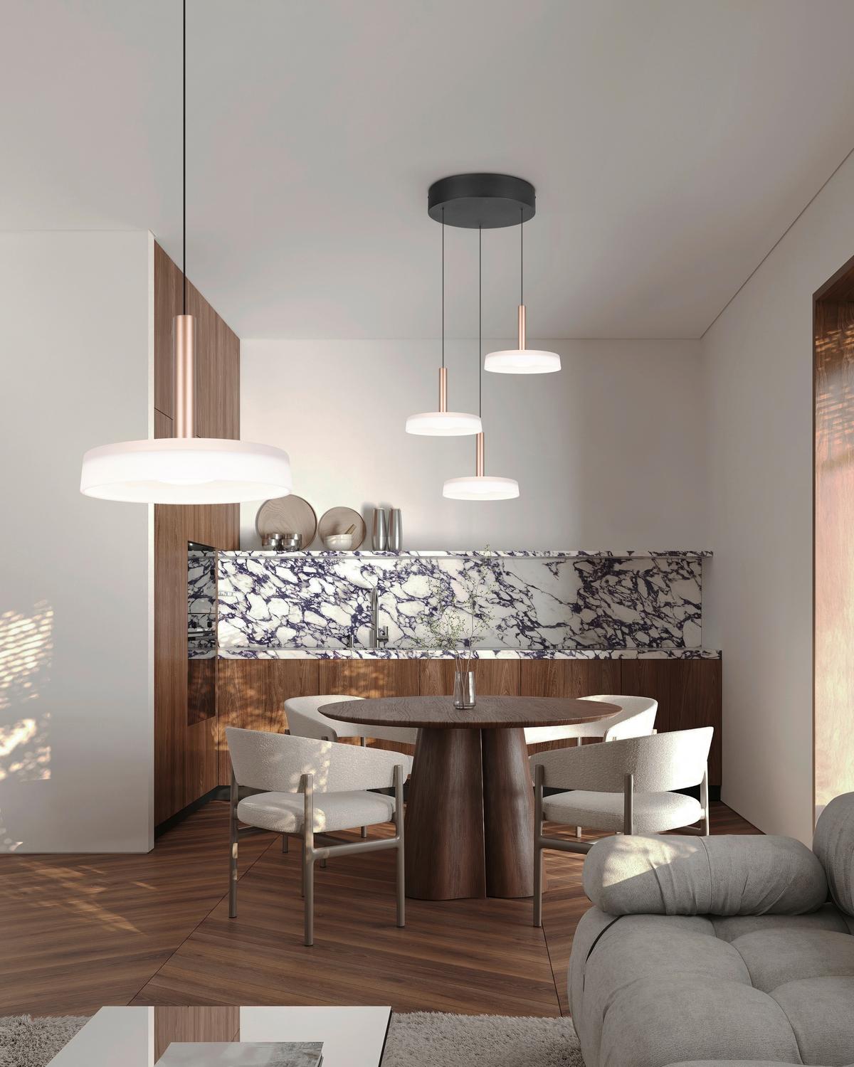LAMPA ZWIESZANA LED 354930365 CELESTE - biały/brązowy, Design, metal/szkło (35/200cm) - Trio Leuchten