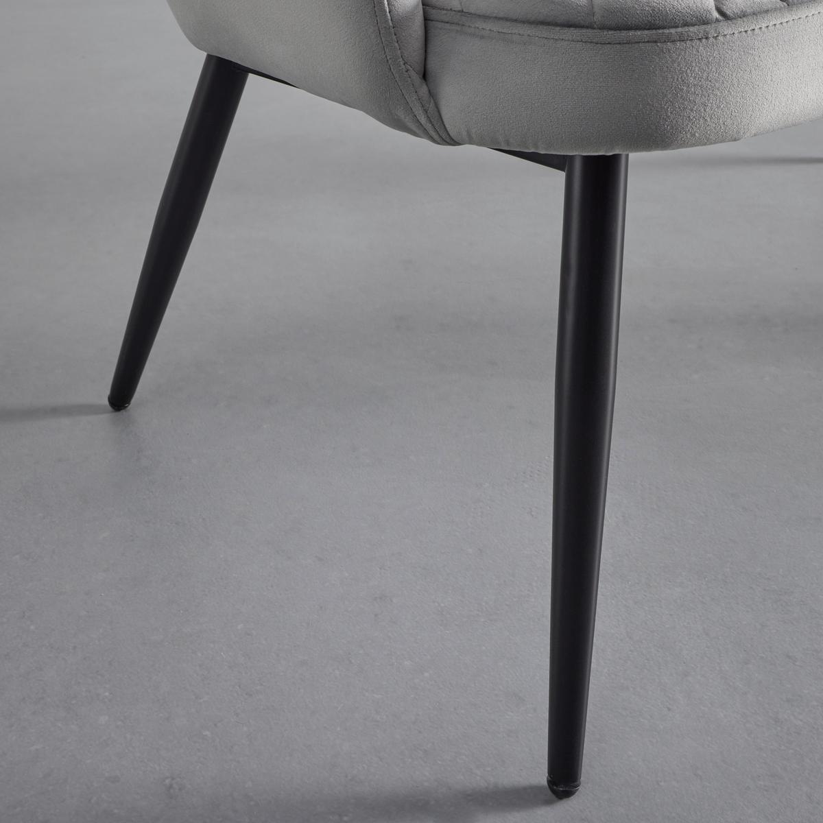 Sitzbank Isabella Grau Samt Gepolstert - Schwarz/Grau, MODERN, Holz/Textil (112/78/62cm) - Bessagi Home
