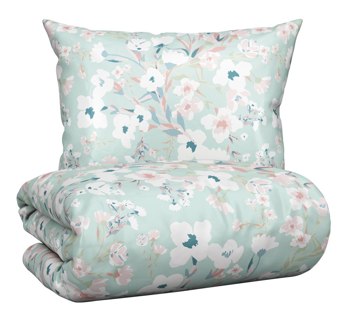 BETTWÄSCHESET UTE - Grün, Romantik / Landhaus, Textil (160/210cm) - Modern Living