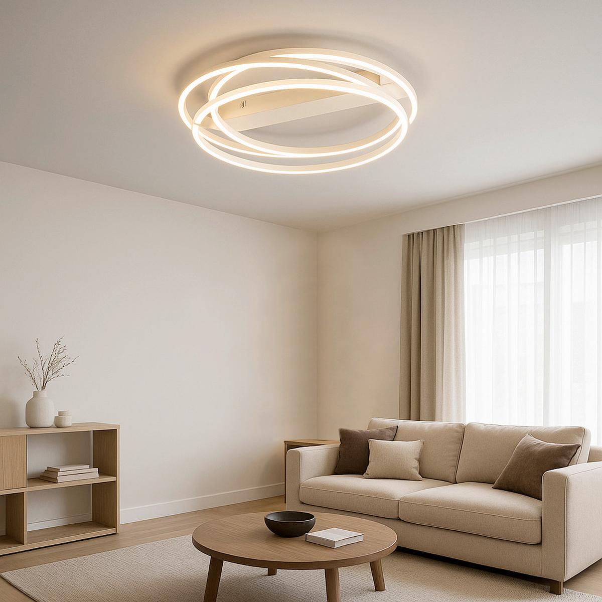 LAMPA SUFITOWA LED 21566 KIKU - kolor piaskowy, Design, metal (56/56/8,5cm) - Fischer & Honsel