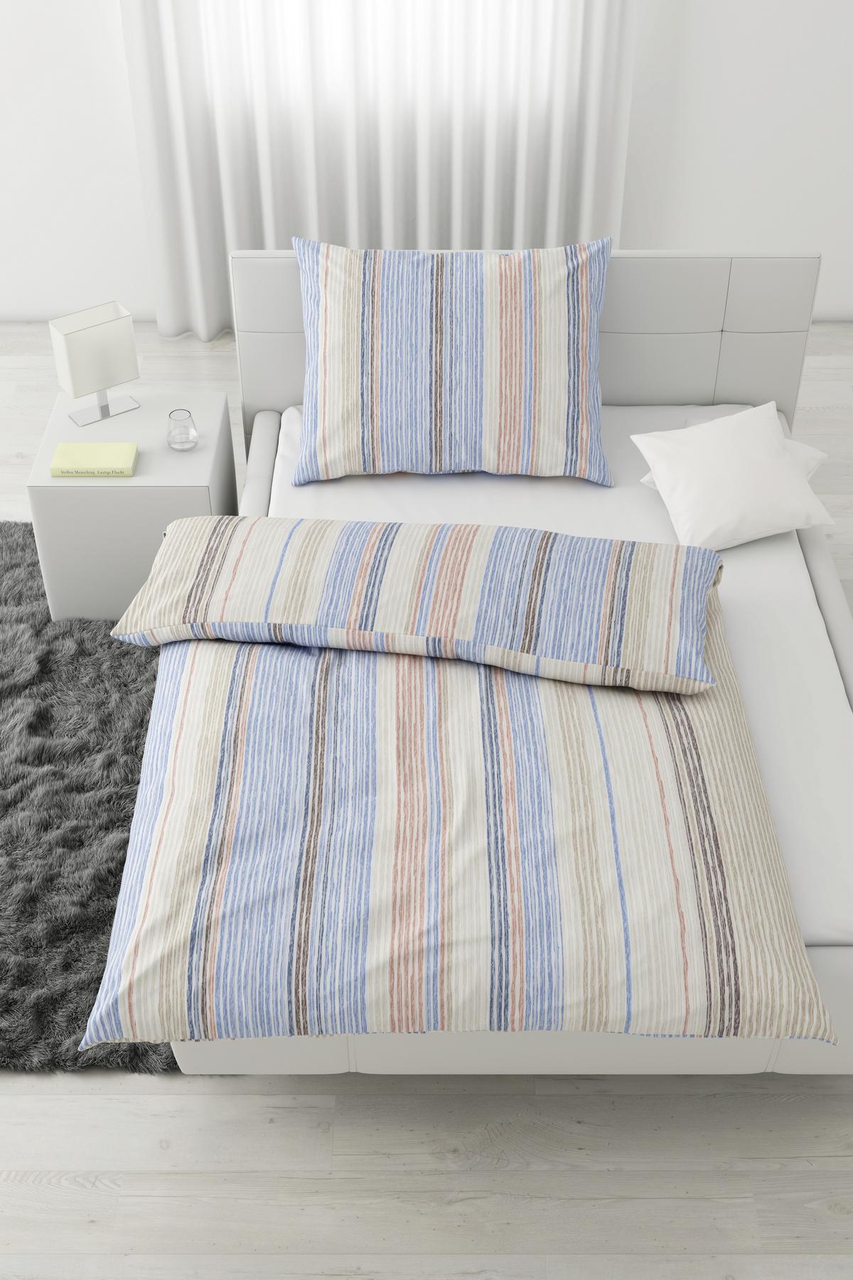 Bettwäsche Sara in Bunt ca. 160x210cm - Blau/Braun, Konventionell, Textil (160/210cm) - Modern Living