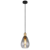 Hängeleuchte Fanni max. 40 Watt - Messingfarben/Schwarz, Design, Glas/Textil (15/120cm) - Globo