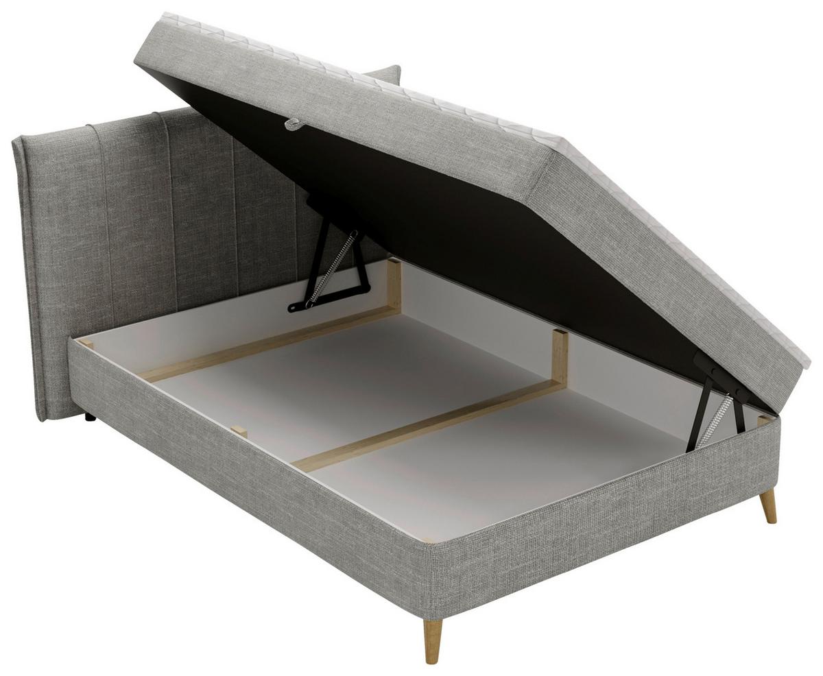 Boxbett Veloria Grau ca. 140x200cm - Schwarz/Grau, KONVENTIONELL, Textil/Metall (140/200cm) - Based