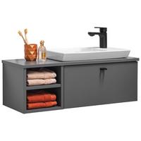 SZAFKA Z UMYWALKĄ NEILA TROLL - biały wysoki połysk/antracytowy, Konventionell, materiał drewnopochodny/metal (75cm) - Stylife