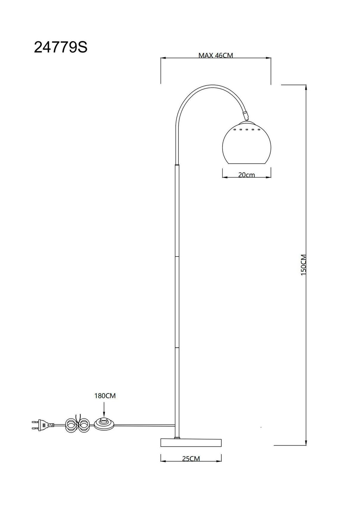 Podna Svjetiljka Benno - boje pijeska/crna, Basics, metal/plastika (46/25/150cm) - Globo