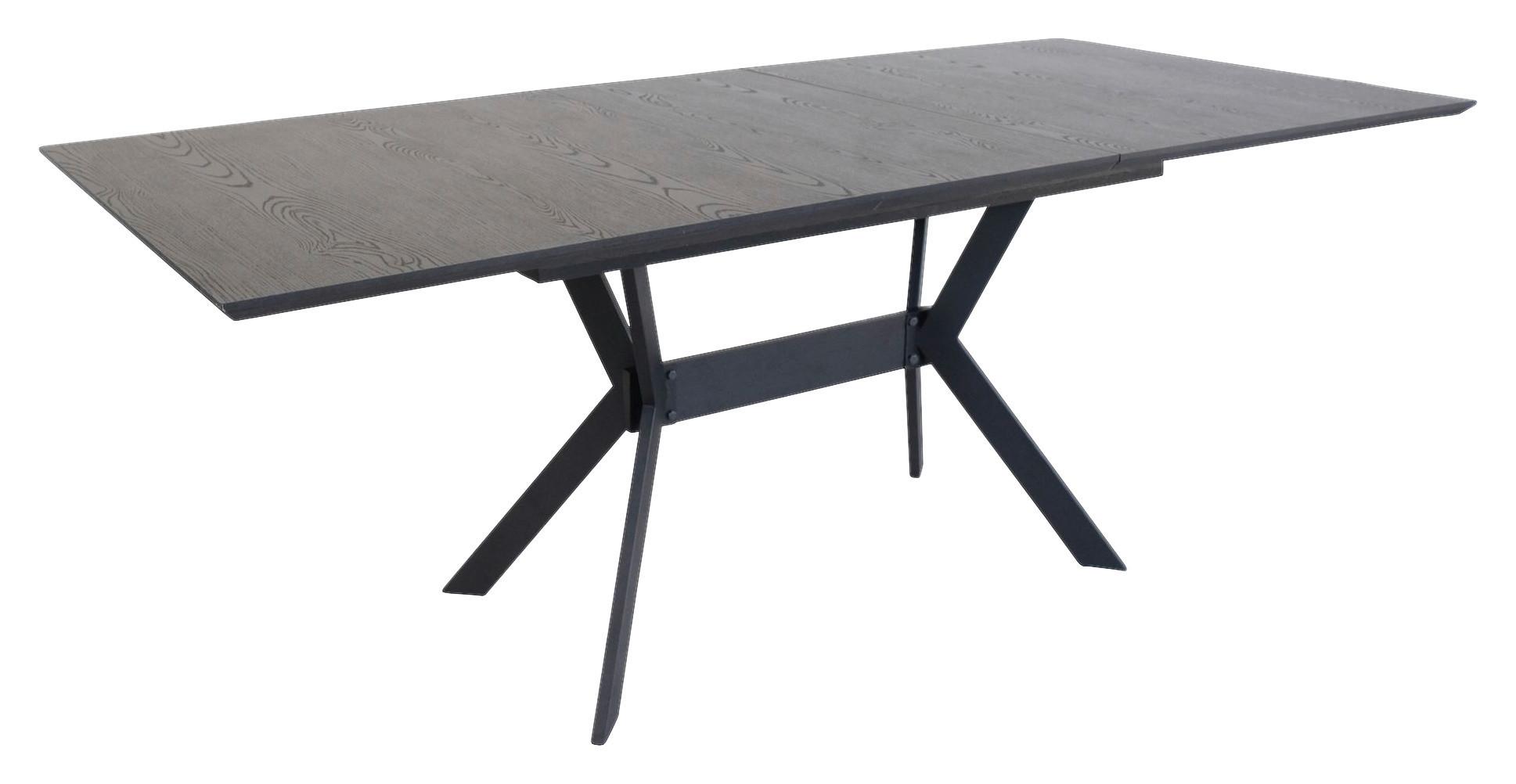 Ausziehtisch Dominique Giga in Schwarz/Eiche - Eichefarben/Schwarz, Modern, Holzwerkstoff/Metall (140-180/90/75cm) - Mömax