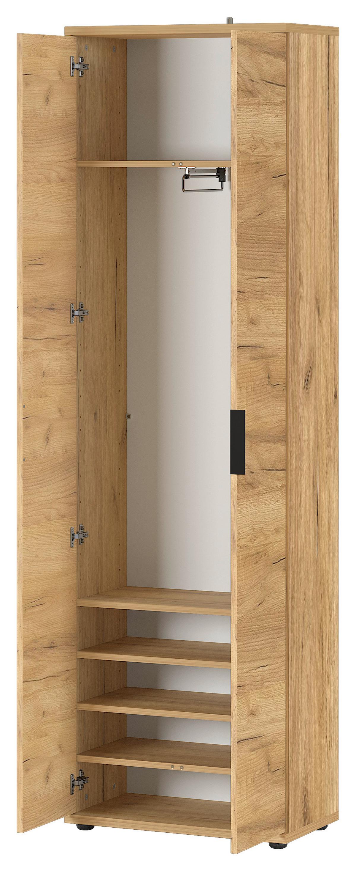 GARDEROBENSCHRANK GW-FREMONT - Eichefarben/Schwarz, KONVENTIONELL, Holzwerkstoff/Metall (59/199/34cm) - Germania