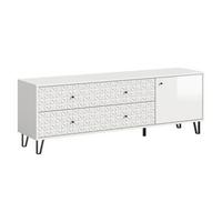 Lowboard Prisma Weiß hochglanz - Weiß Hochglanz/Schwarz, Design, Holzwerkstoff/Kunststoff (164/56/40cm) - Livetastic