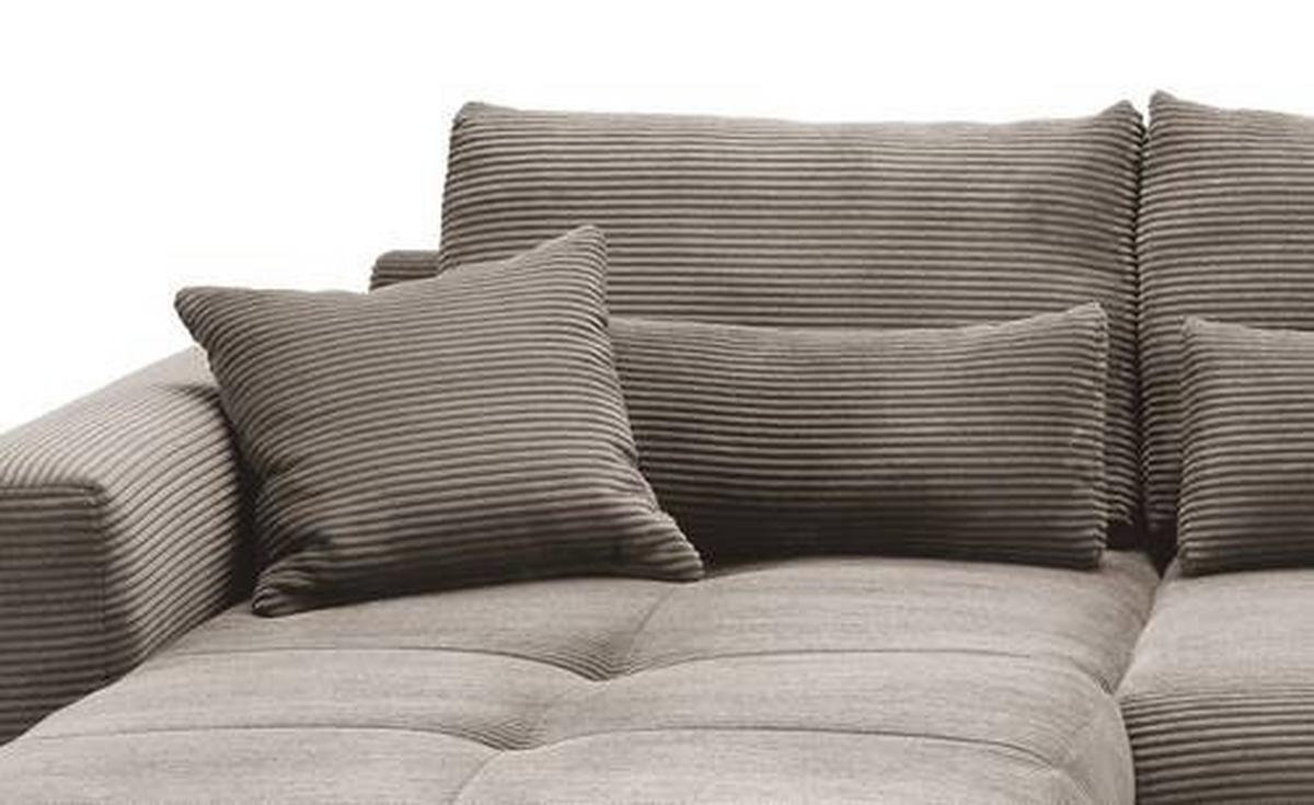 Wohnlandschaft Frederico Graubraun Cord - Graubraun/Schwarz, MODERN, Holz/Textil (188/302cm) - MID.YOU