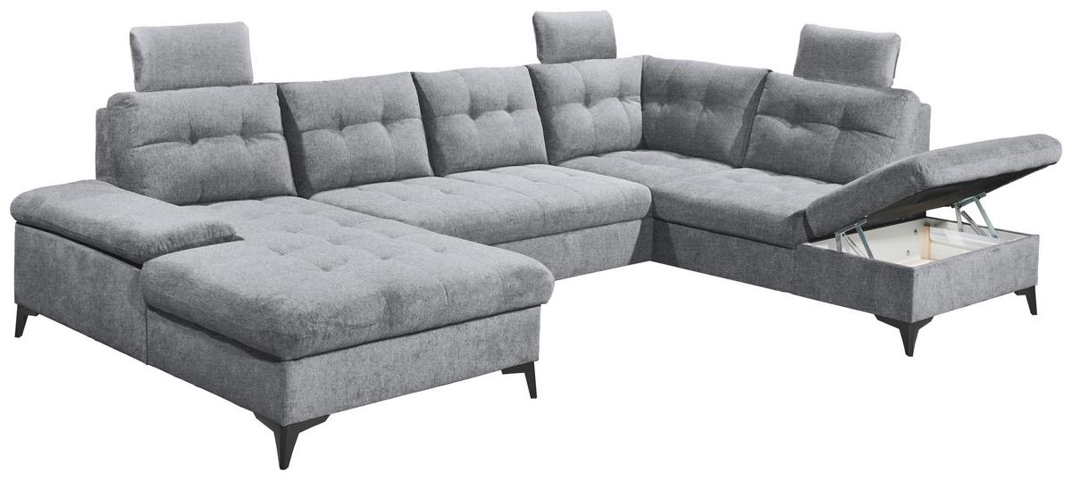 Wohnlandschaft Durban U ca. 170x324x218 cm Grau - Schwarz/Grau, KONVENTIONELL, Kunststoff/Textil (170/324/218cm) - MID.YOU