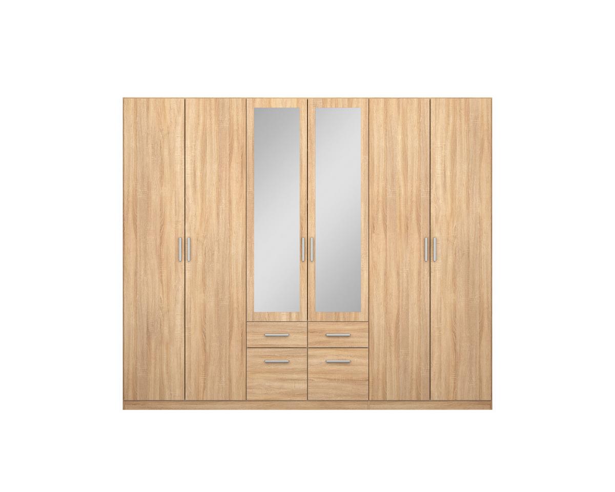 Drehtürenschrank Bingen Eichefarben - Alufarben/Sonoma Eiche, MODERN, Holzwerkstoff/Kunststoff (271/229/54cm) - Rauch Möbel