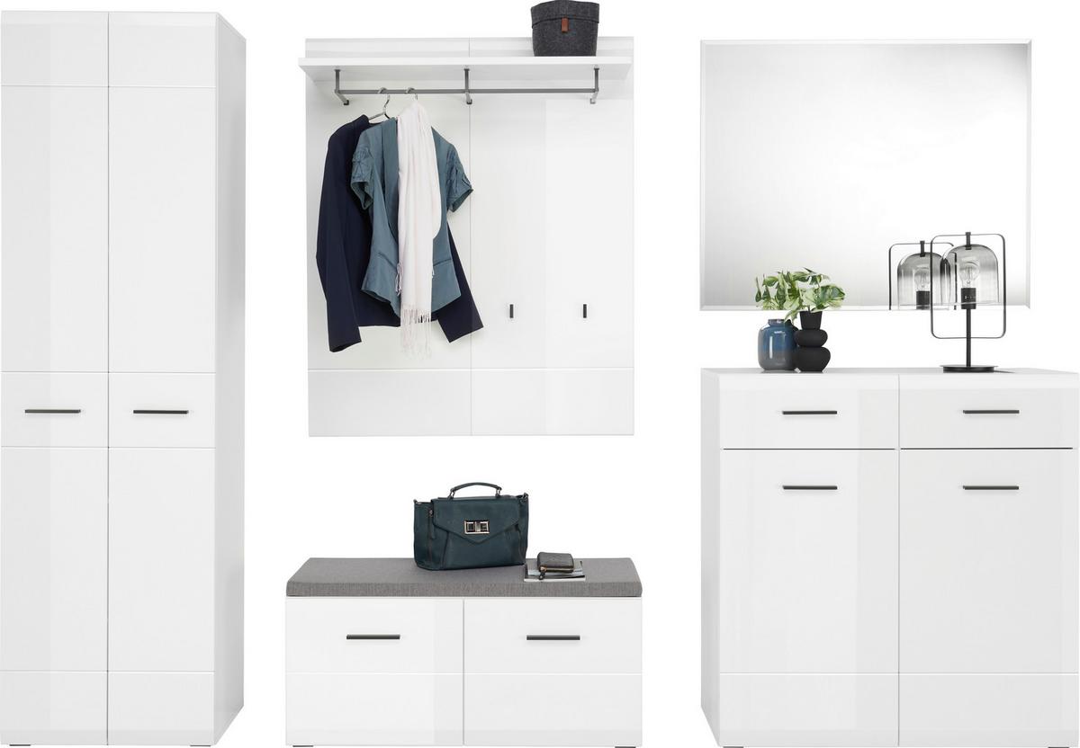 Garderobni Panel Avanti, Bela - bela/visoki sijaj, Basics, leseni material (100/122/30cm) - Hom`in