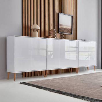 Sideboard Mailand Set 6 Weiß - Weiß Hochglanz/Weiß, MODERN, Holz/Holzwerkstoff (263,5/86/33cm) - MID.YOU