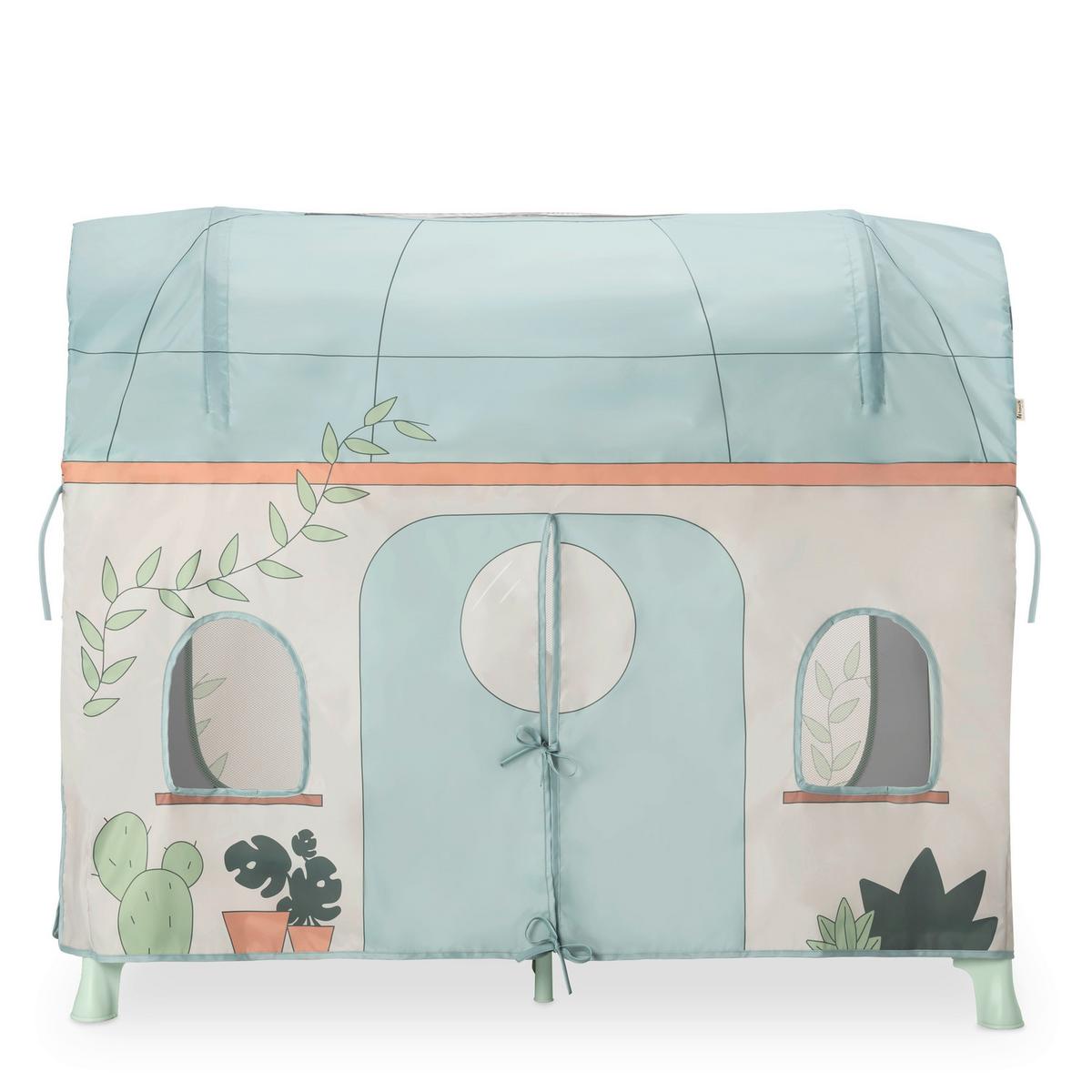 NAMIOT DO ZABAWY TRAVEL BED COVER PLANTS - turkusowy, Basics, tkanina (68/98/130cm) - Hauck