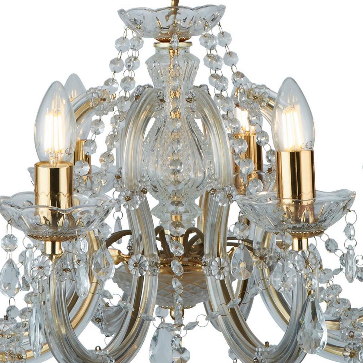 Kristály Függőlámpa Marie Therese 699-8 - aranyszínű, Konventionell, műanyag/üveg (61/100cm)