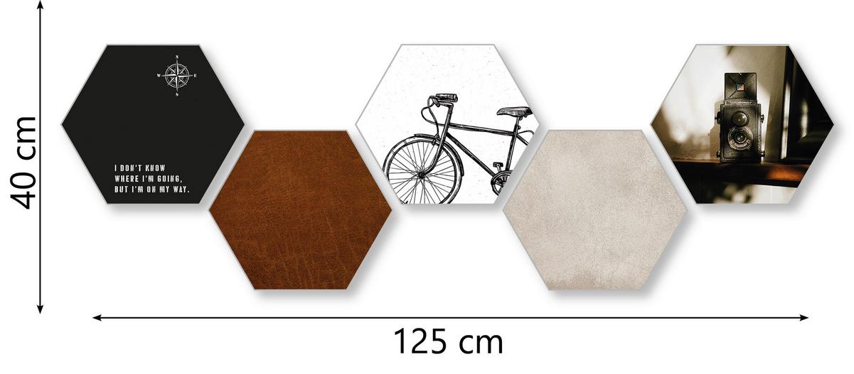 Képszett Hexagon - barna/fekete, műanyag (30/25cm) - Modern Living