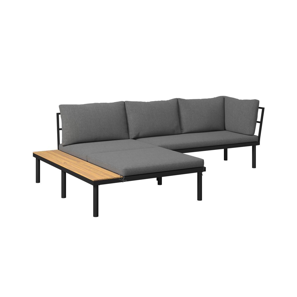 KOMPLET MEBLI TARASOWYCH BORIS - kolor akacjowy/czarny, Basics, metal/drewno (159/273,5cm) - Ambia Garden