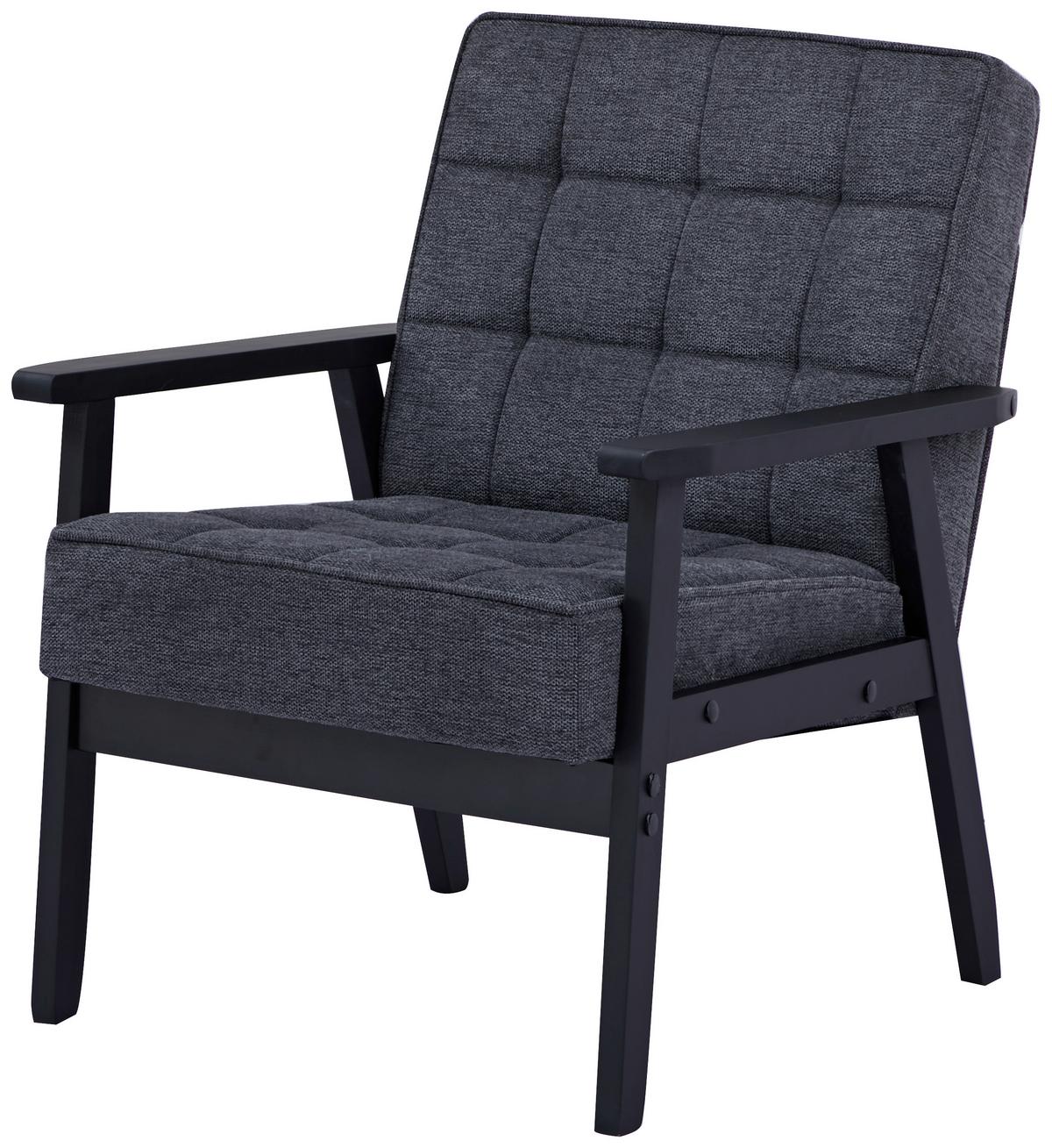 FOTEL JANINA - czarny/szary, Design, drewno/tkanina (64/77,5/67cm) - Ti'me