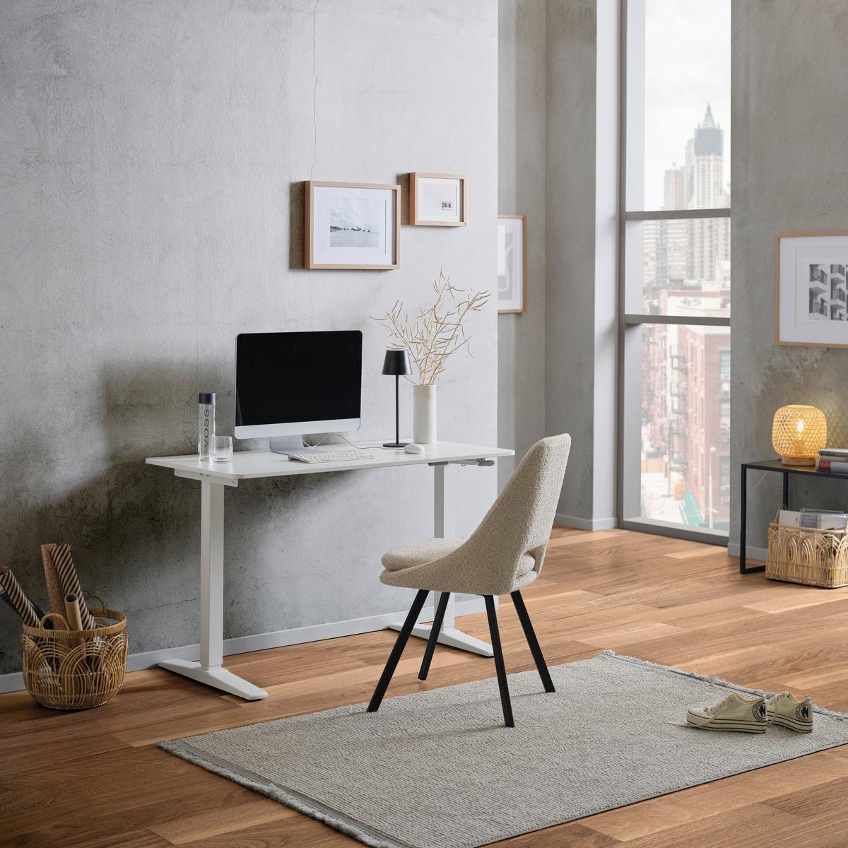 BIURKO KAMIL - biały, Modern, materiał drewnopochodny/tworzywo sztuczne (120/75-120/60cm) - MID.YOU