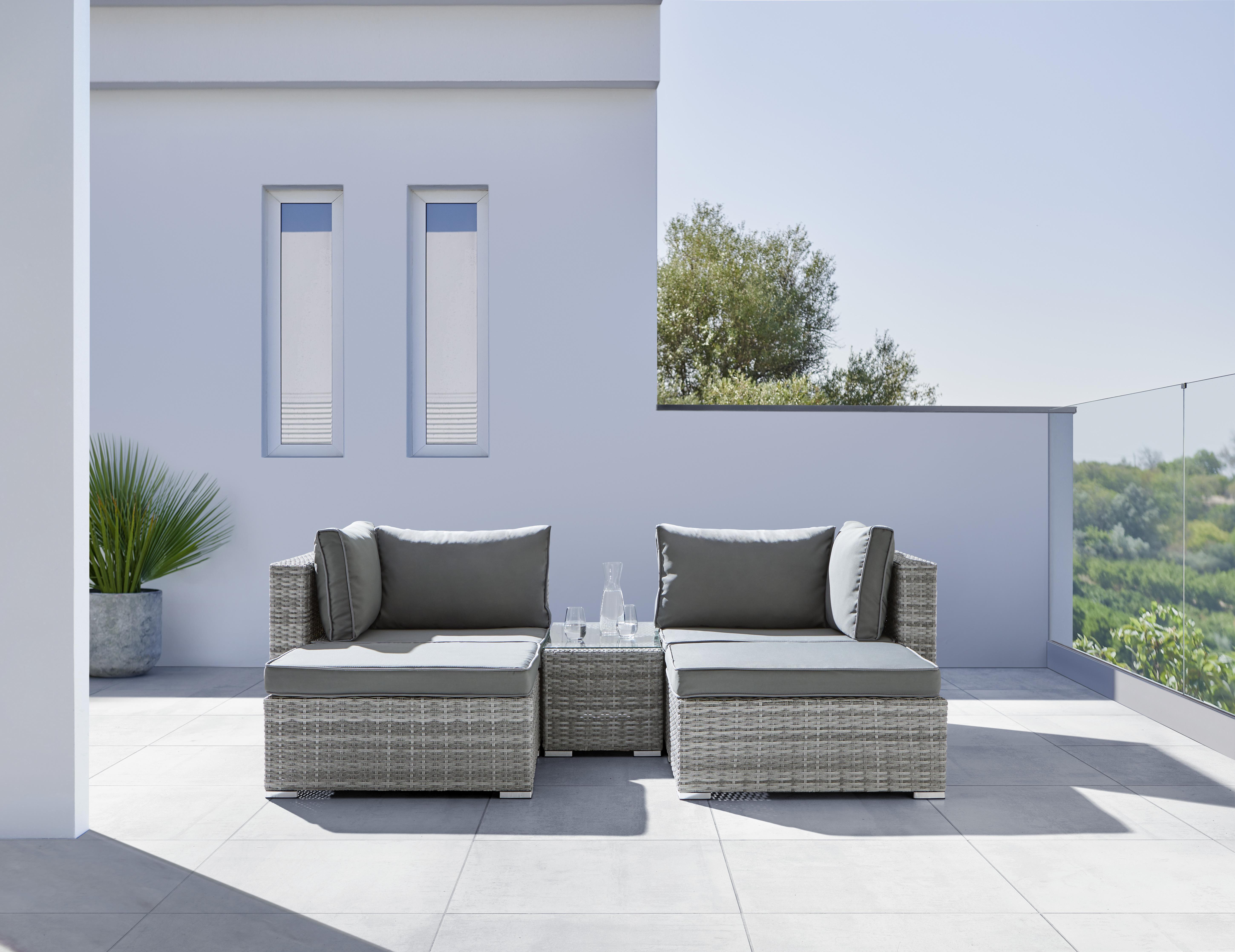 Lounge Garnitúra Parga - Szürke, modern, Műanyag/Üveg - Modern Living