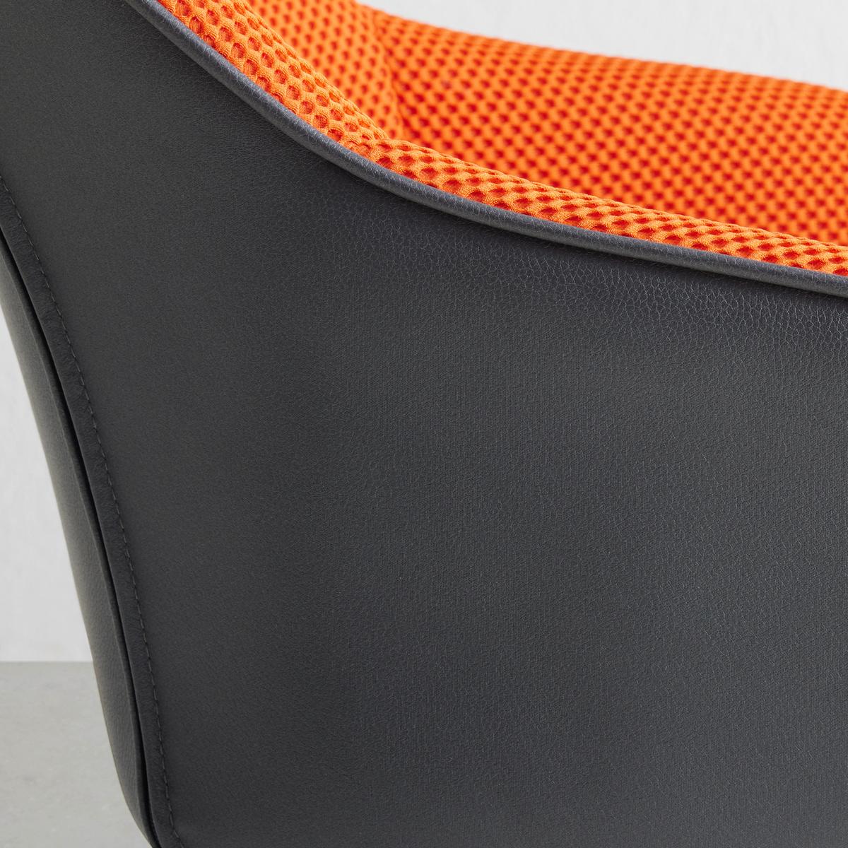 Armlehnstuhl Chill, drehbar Mesh Orange/Schwarz, Lederlook - Schwarz/Orange, MODERN, Holz/Textil (60/83/65cm) - Mömax