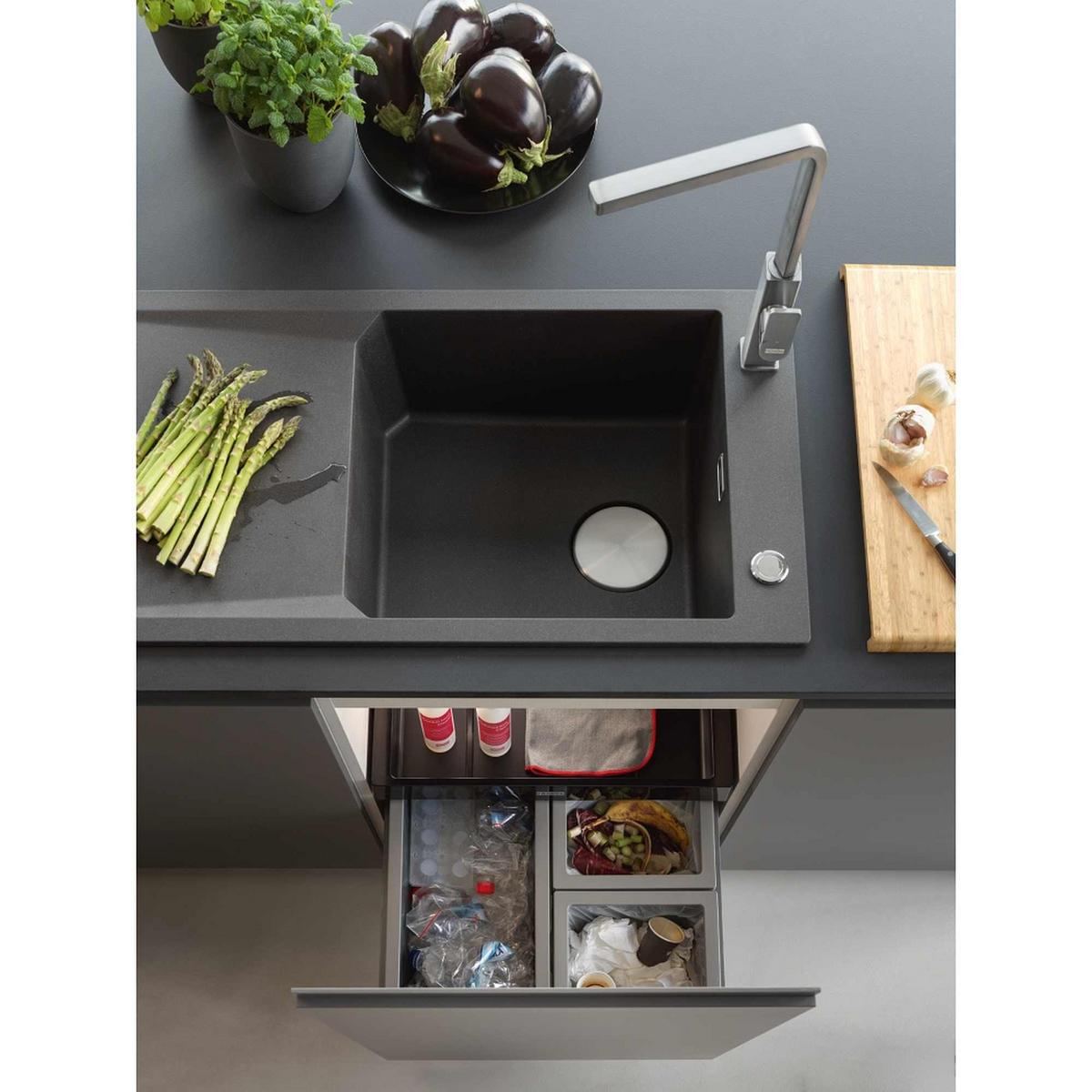 Einbauabfallsammler 1210557763 Grau/Dunkelgrau ca. 48l - Dunkelgrau/Grau, Kunststoff (60/50,8/50,6cm) - Franke