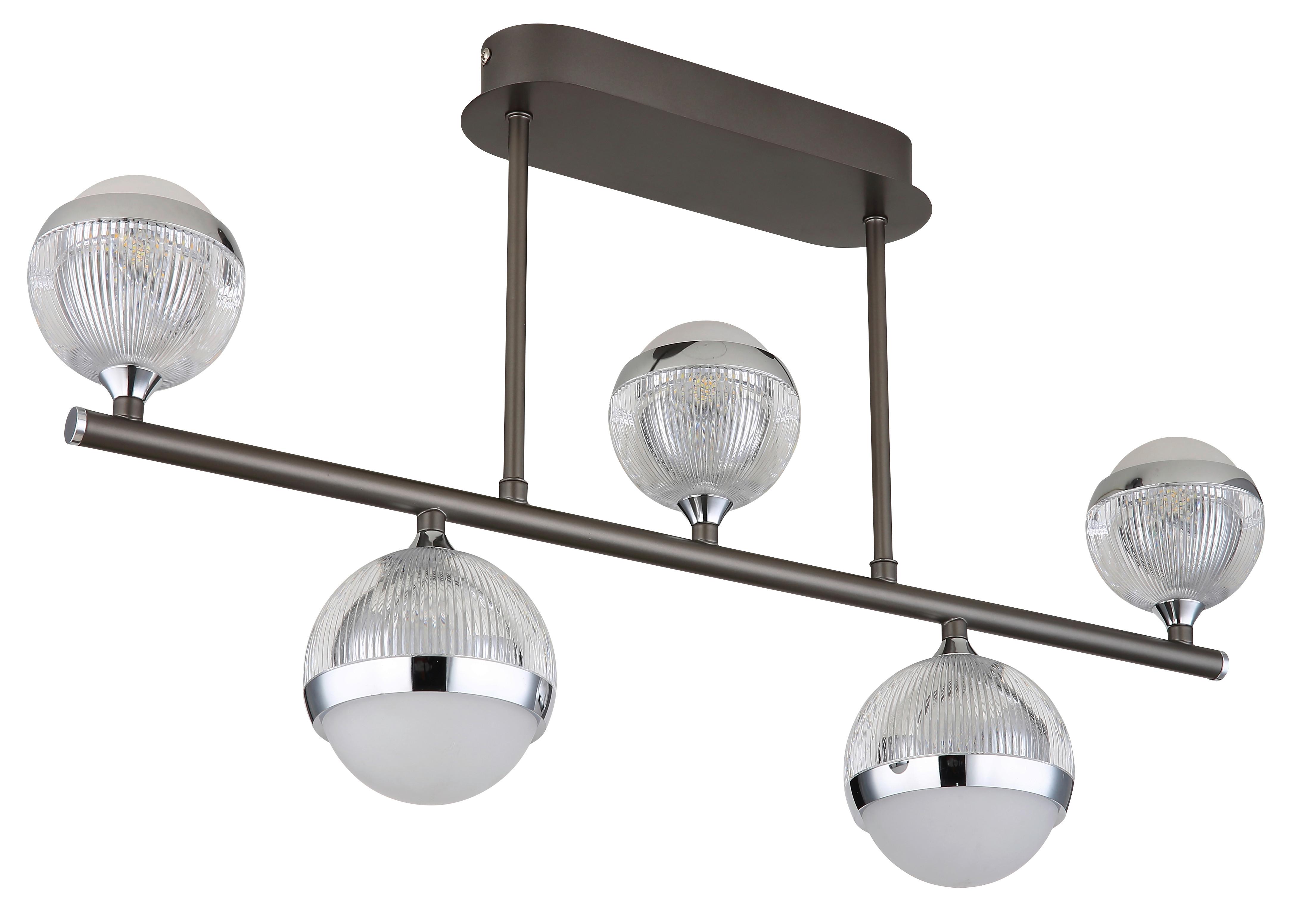 LED-Deckenleuchte Untsy Chrom/Titan max. 35 Watt - Chromfarben/Klar, KONVENTIONELL, Kunststoff/Metall (65/11/37cm) - Globo