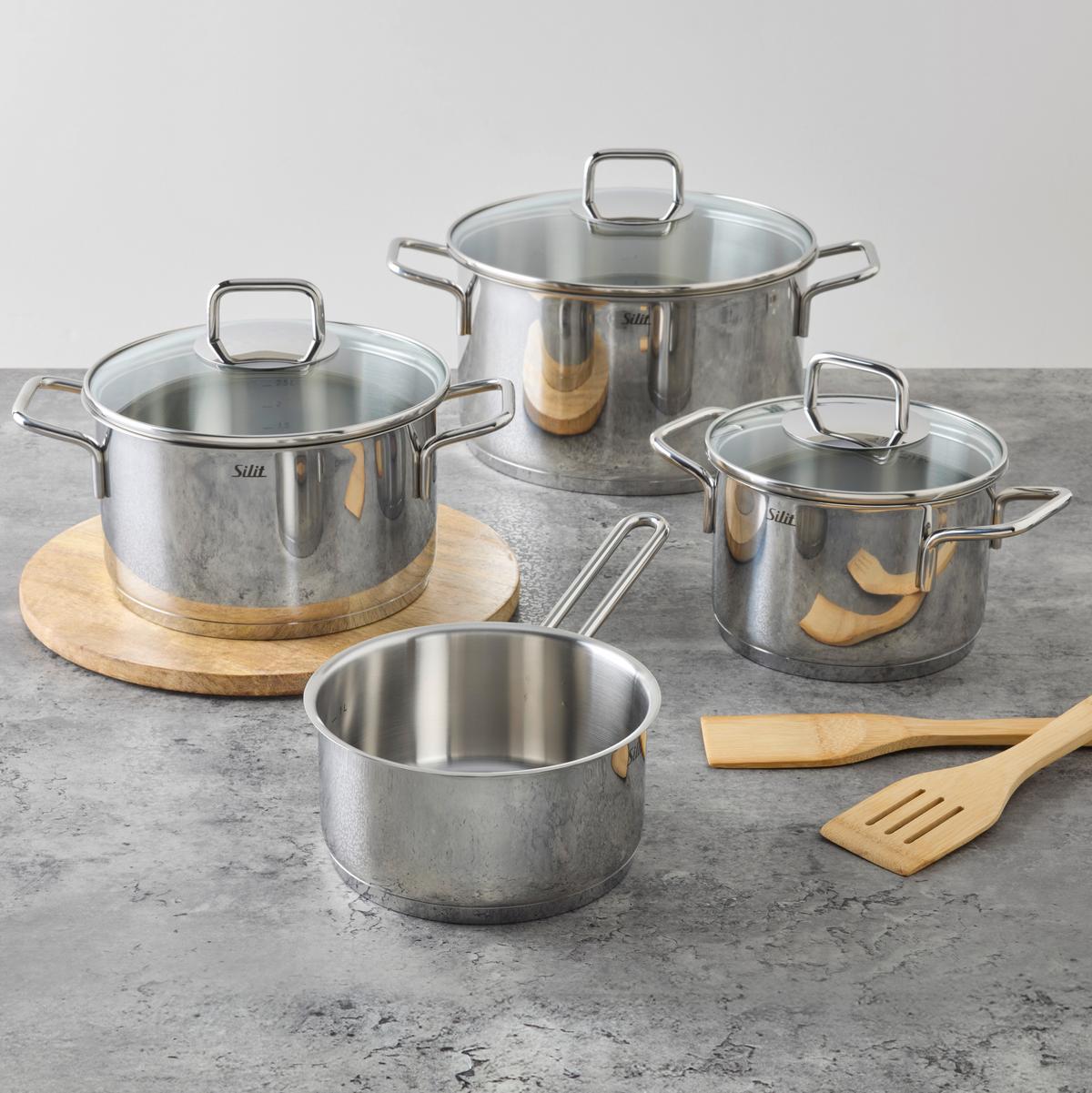 Kochtopfset Silit Extra Cook Edelstahlfarben, 7-teilig - Edelstahlfarben, KONVENTIONELL, Metall (29,8/54,5/23,8cm) - Silit