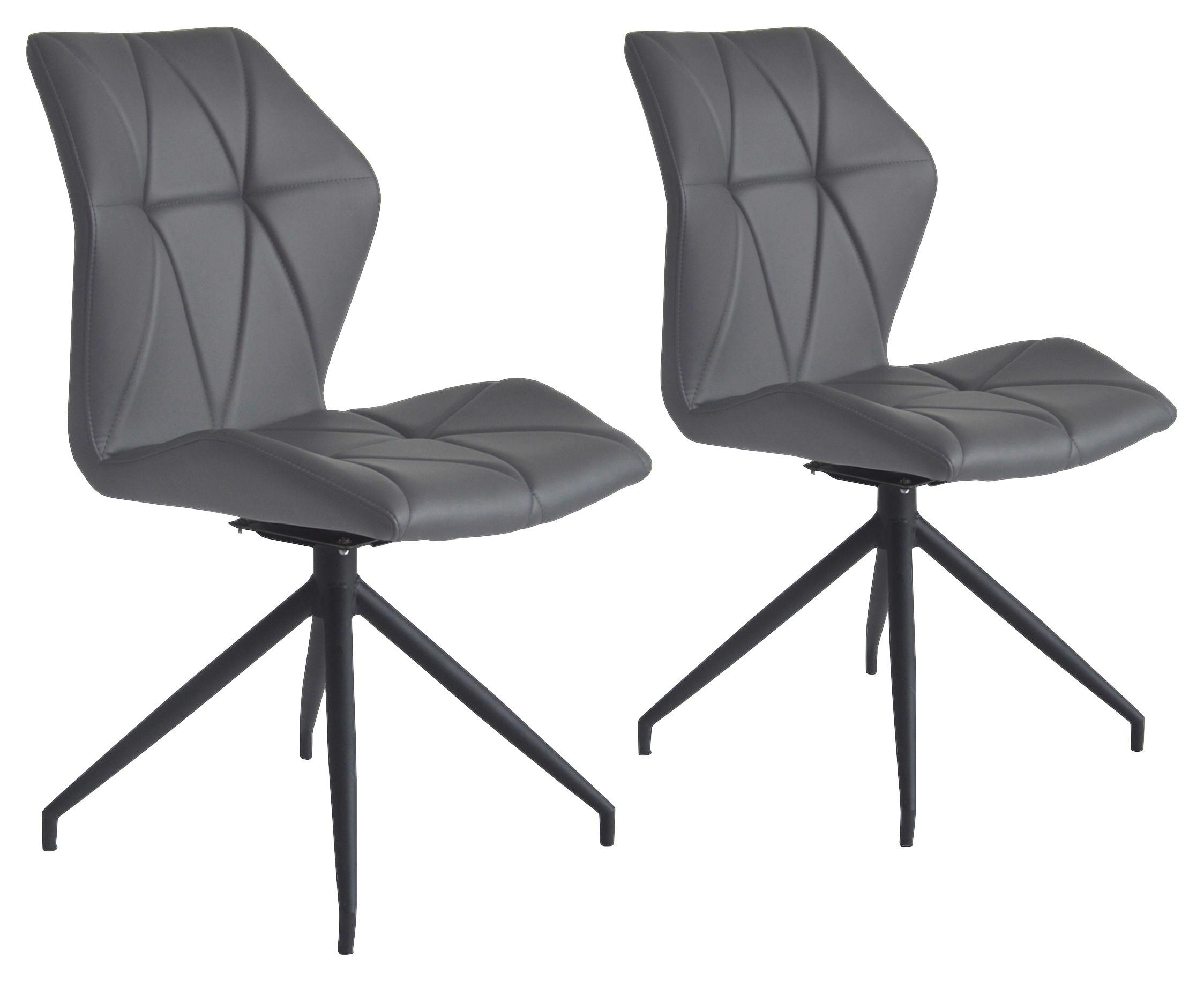 Stuhl-Set IMKE Grau, 360° drehbar - Schwarz/Grau, KONVENTIONELL, Textil/Metall (52/90,5/62cm) - MID.YOU