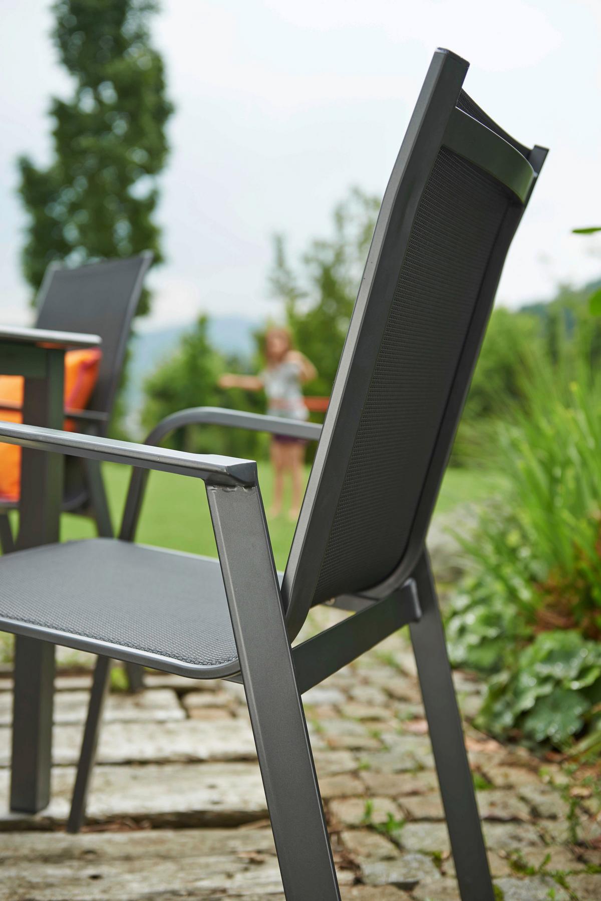 Gartensessel 4er-Set stapelbar Urban Aluminium/Textil - Anthrazit/Schwarz, Basics, Textil/Metall (69/97/62cm) - Acamp