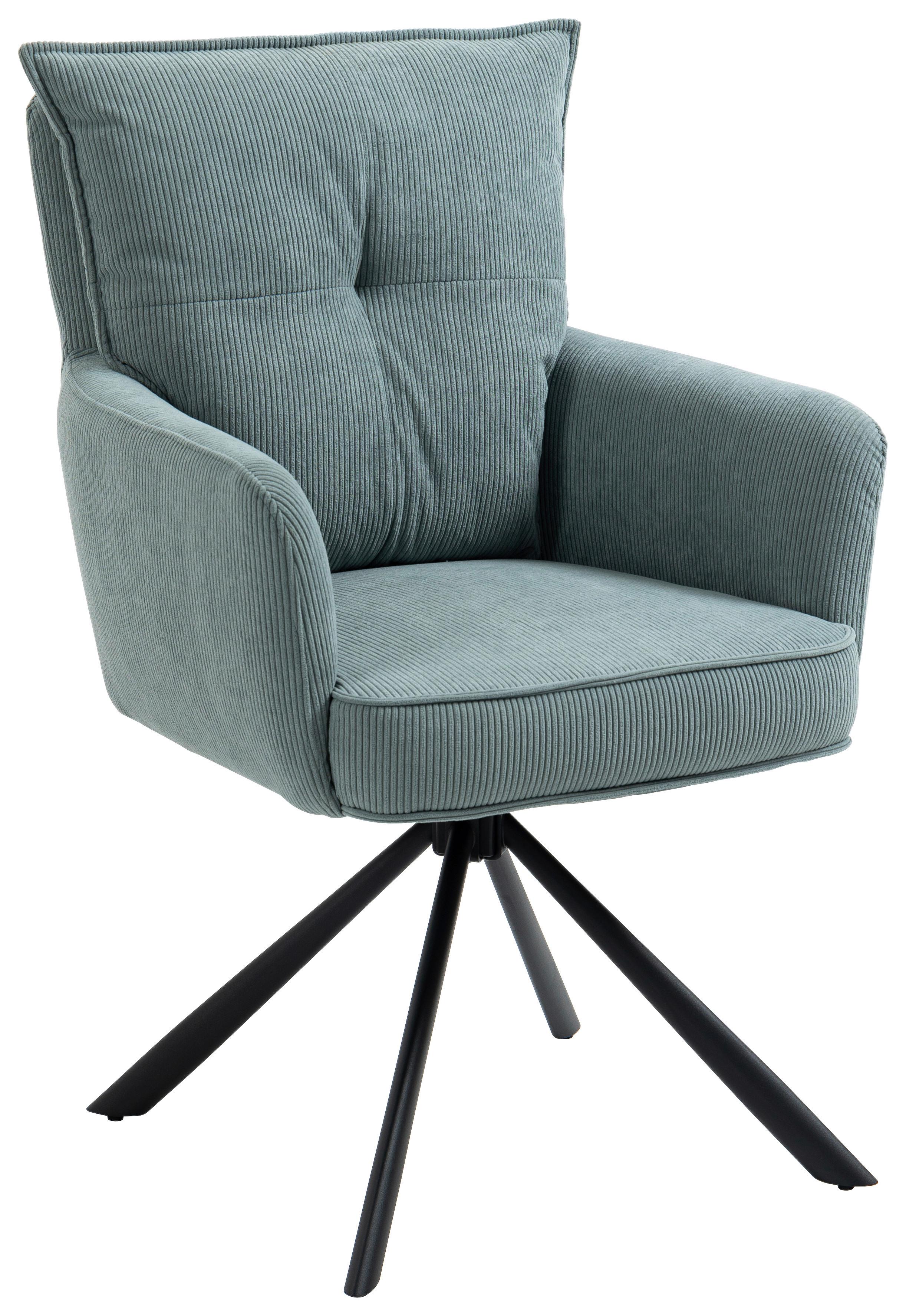 KRZESŁO Z PODŁOKIETNIKAMI POINT - czarny/jasnoniebieski, Design, metal/tkanina (60/95/67cm) - Novel