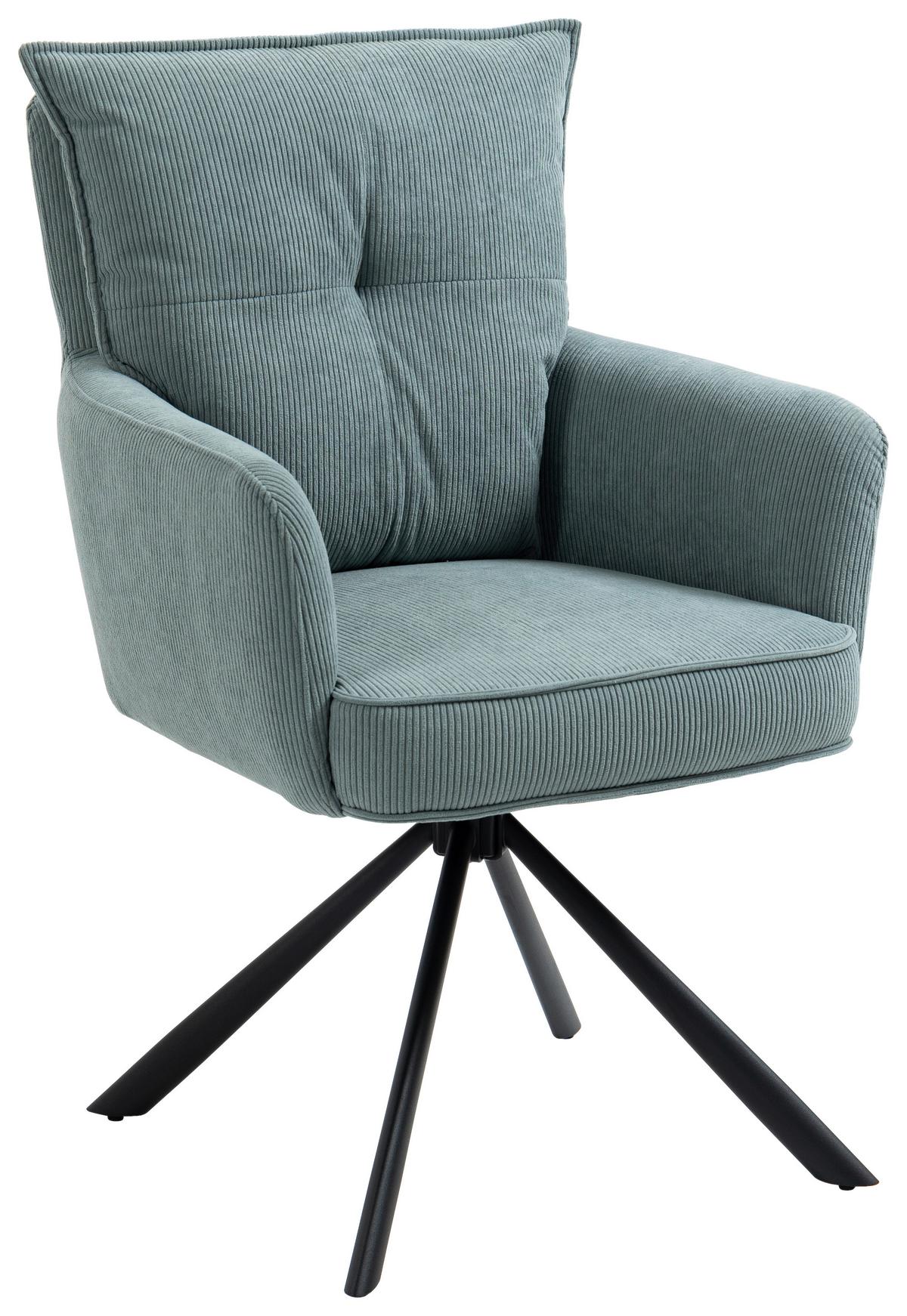 KRZESŁO Z PODŁOKIETNIKAMI POINT - czarny/jasnoniebieski, Design, metal/tkanina (60/95/67cm) - Novel