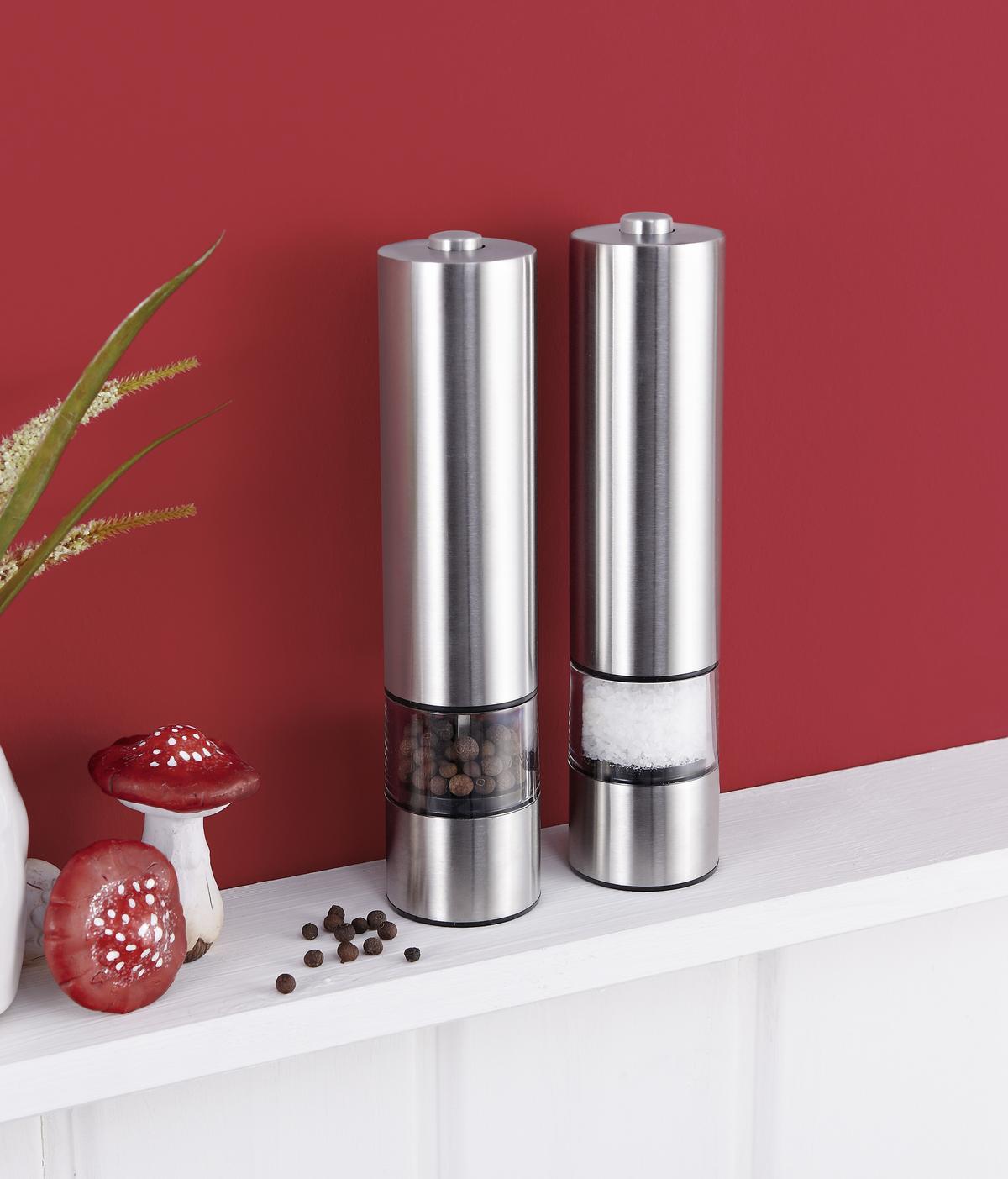 MŁYNEK ELEKTRYCZNY SÓL/PIEPRZ 147-120 - kolor stalowy, Basics, metal (22cm) - Justinus
