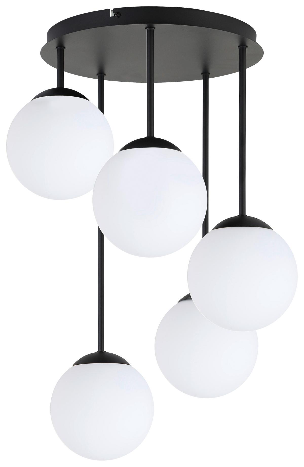 Deckenleuchte Whit Schwarz/Weiß max. 25 Watt - Schwarz/Weiß, MODERN, Glas/Metall (42/59.5cm)