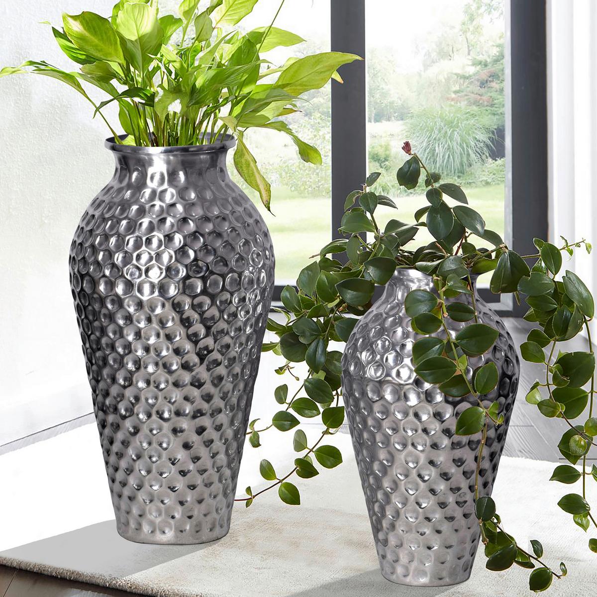 DEKOVASE DEKOVASE 2ER SET SILBER - Silberfarben, Design, Metall (26/51/26cm) - Livetastic