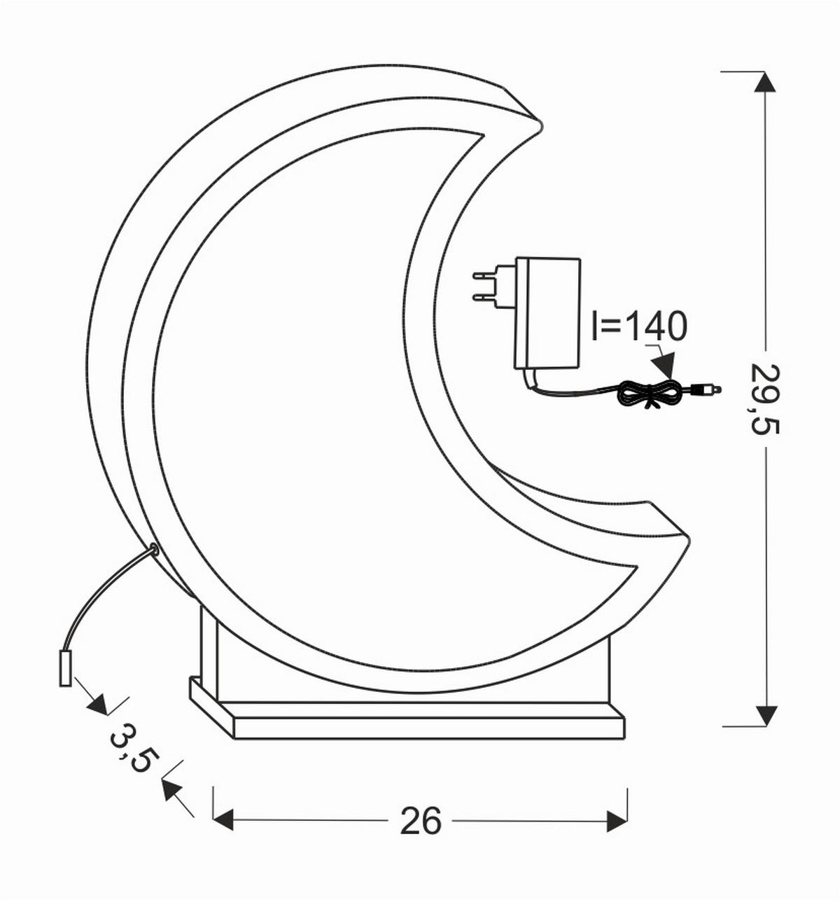 Dječja Stolna Svjetiljka 41-11640 Moon - siva, Basics, drvni materijal/plastika (26/5/29.5cm)