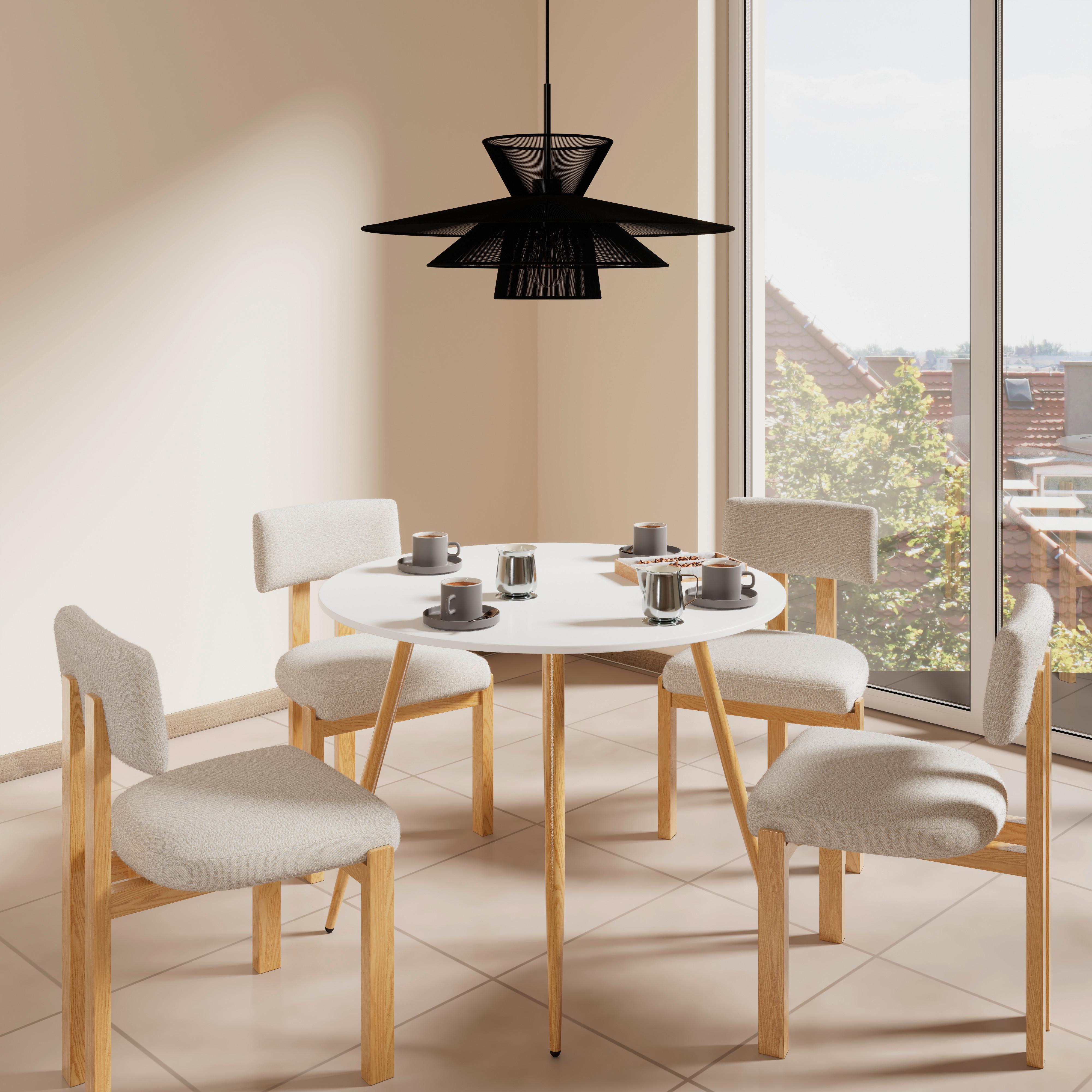 Esstisch John Weiß MDF Ø ca. 100 cm - Eichefarben/Weiß, MODERN, Holzwerkstoff/Metall (100/75cm) - Bessagi Home