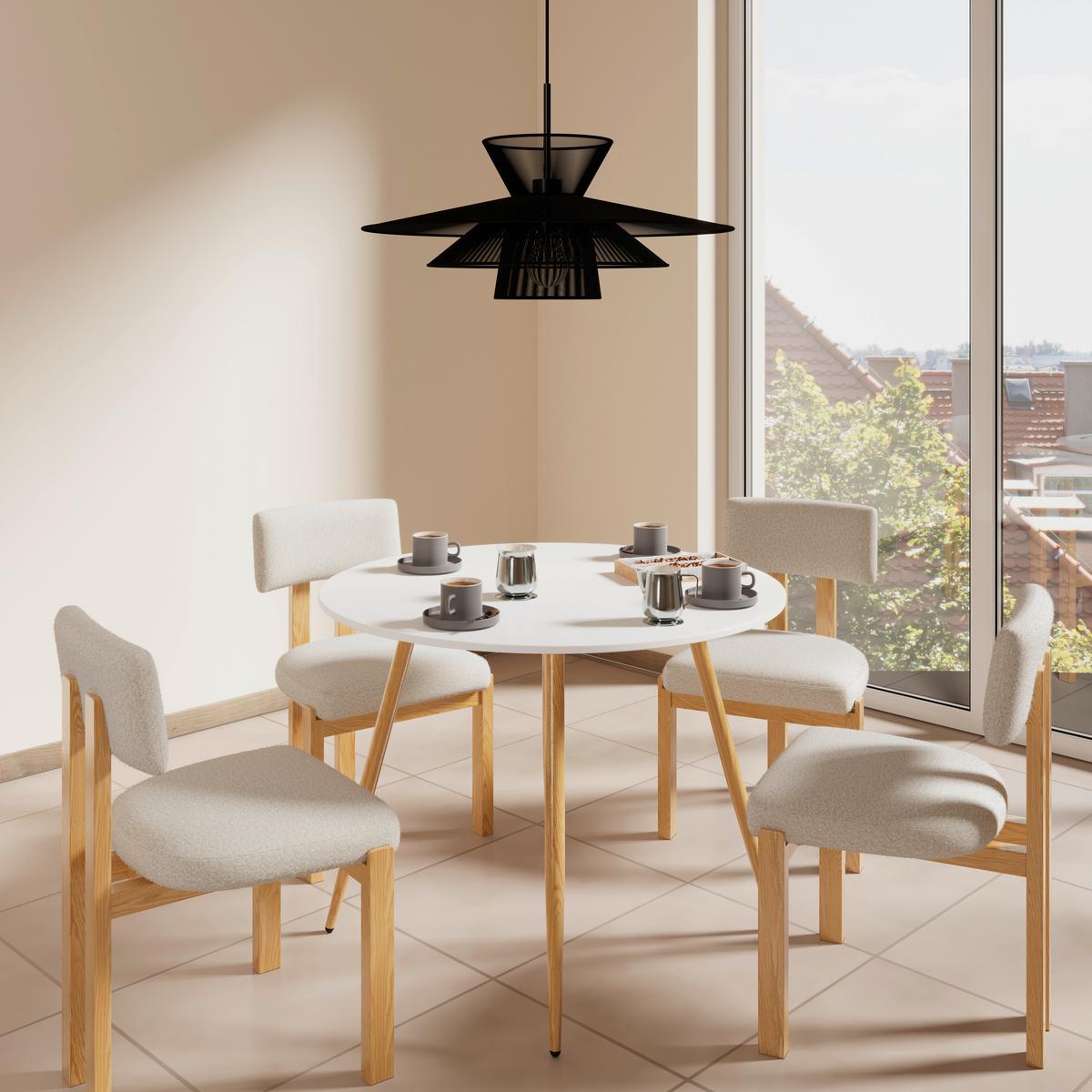 Esstisch John Weiß MDF Ø ca. 100 cm - Eichefarben/Weiß, MODERN, Holzwerkstoff/Metall (100/75cm) - Bessagi Home